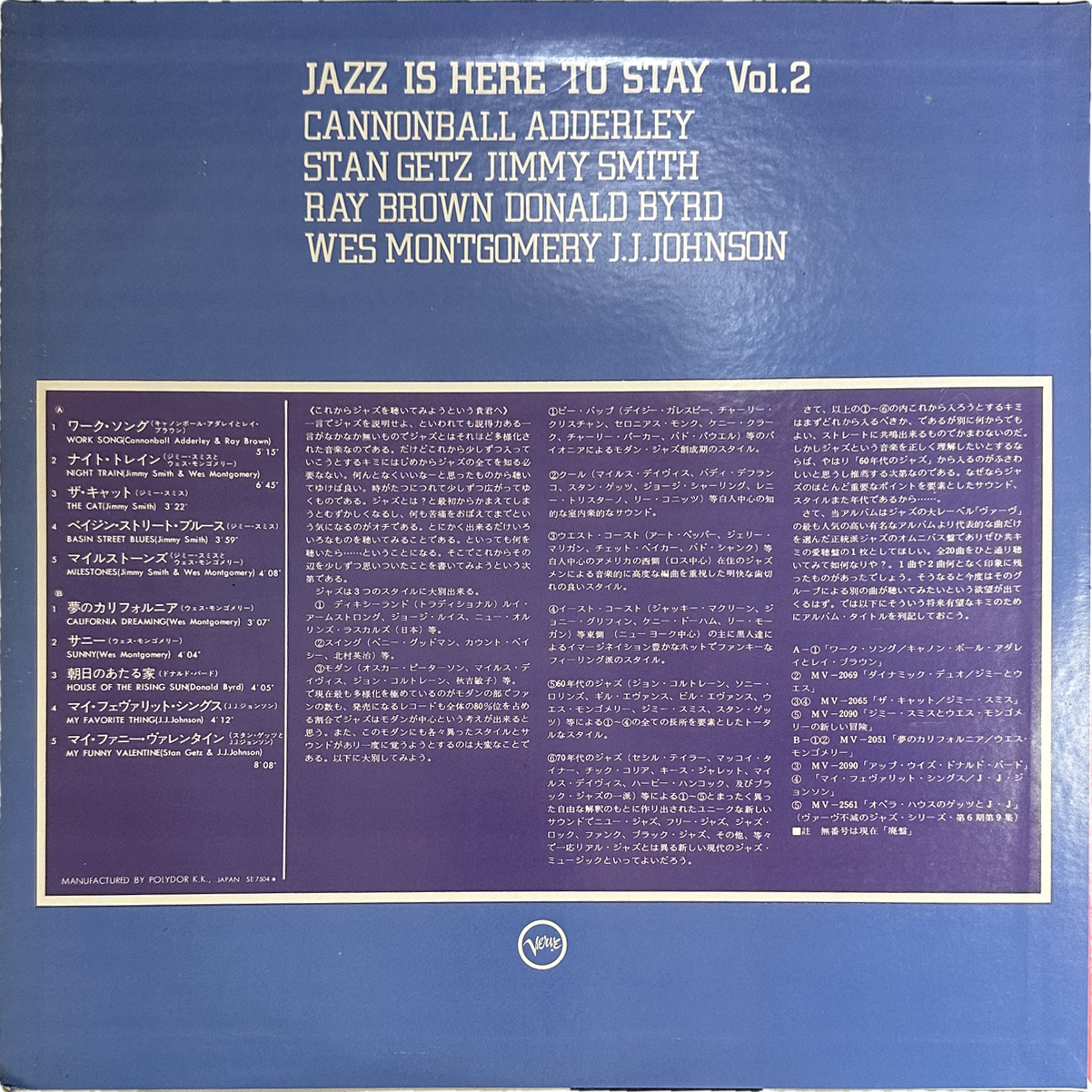 Cannonball Adderley,Donald Byrd,J.J. Johnson,Jimmy Smith,Ray Brown,Stan Getz,Wes Montgomery — Jazz Is Here To Stay Vol 2 2