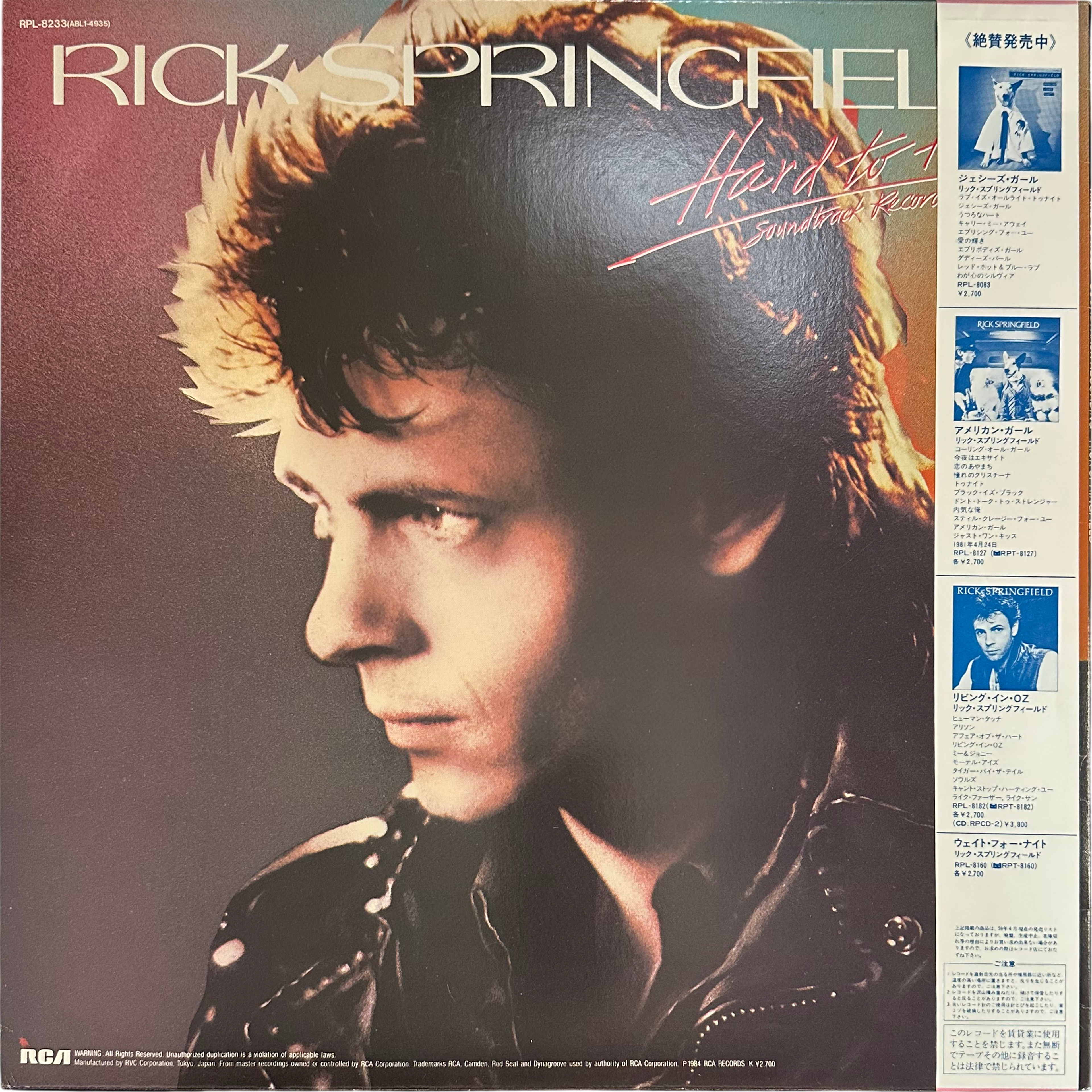 Rick Springfield — Hard To Hold - Soundtrack Recording 2