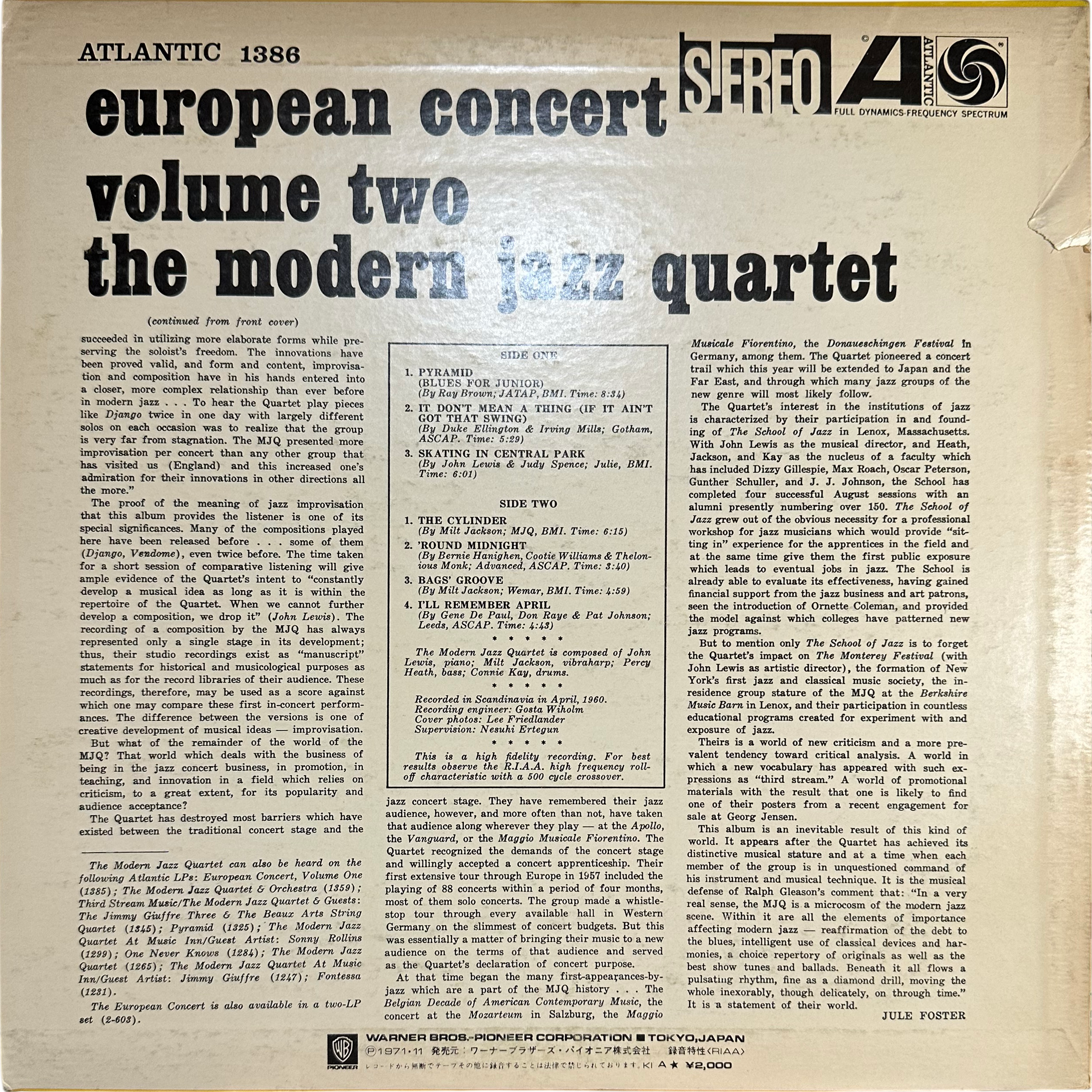 The Modern Jazz Quartet — European Concert: Volume Two 2