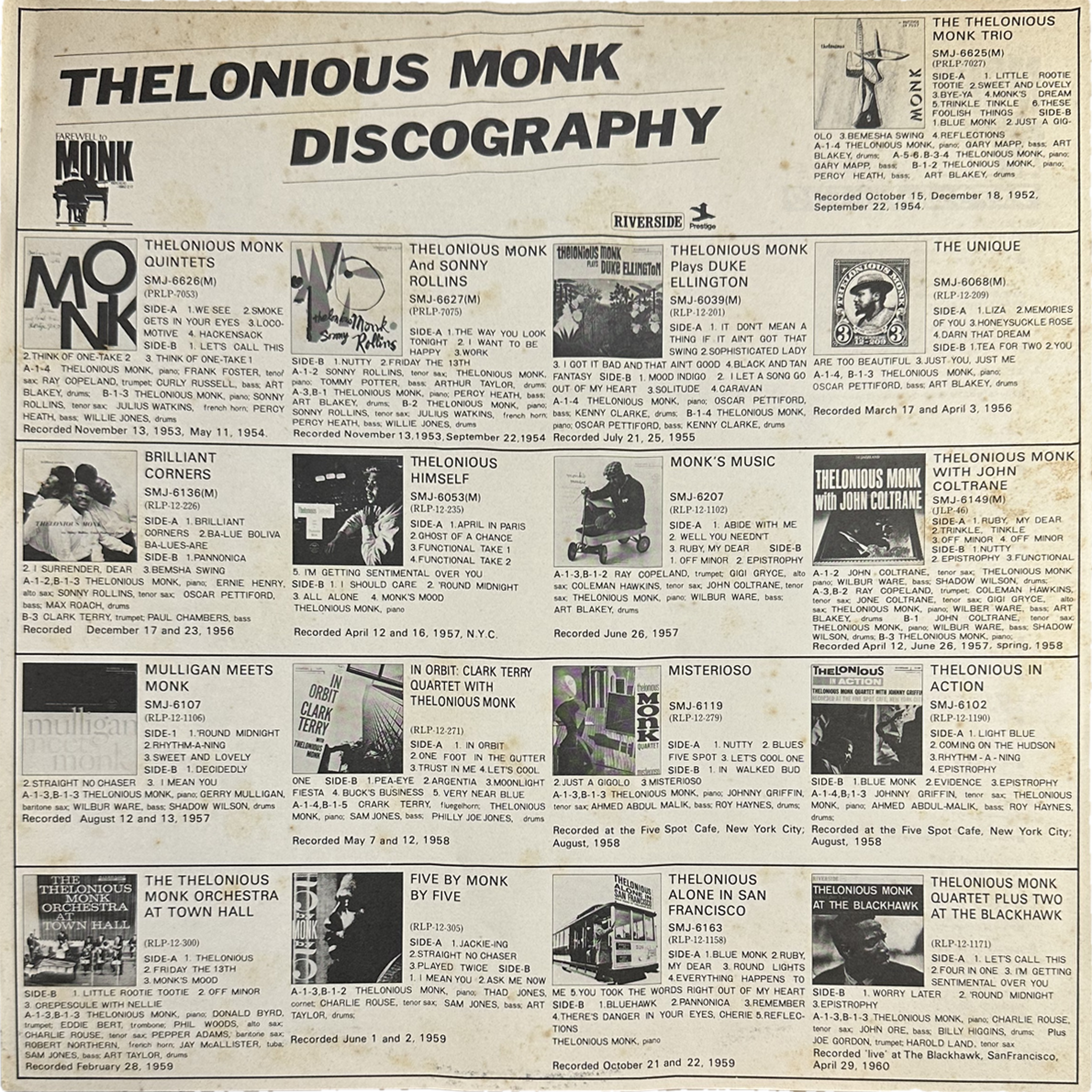 Thelonious Monk — Farewell To Monk 8