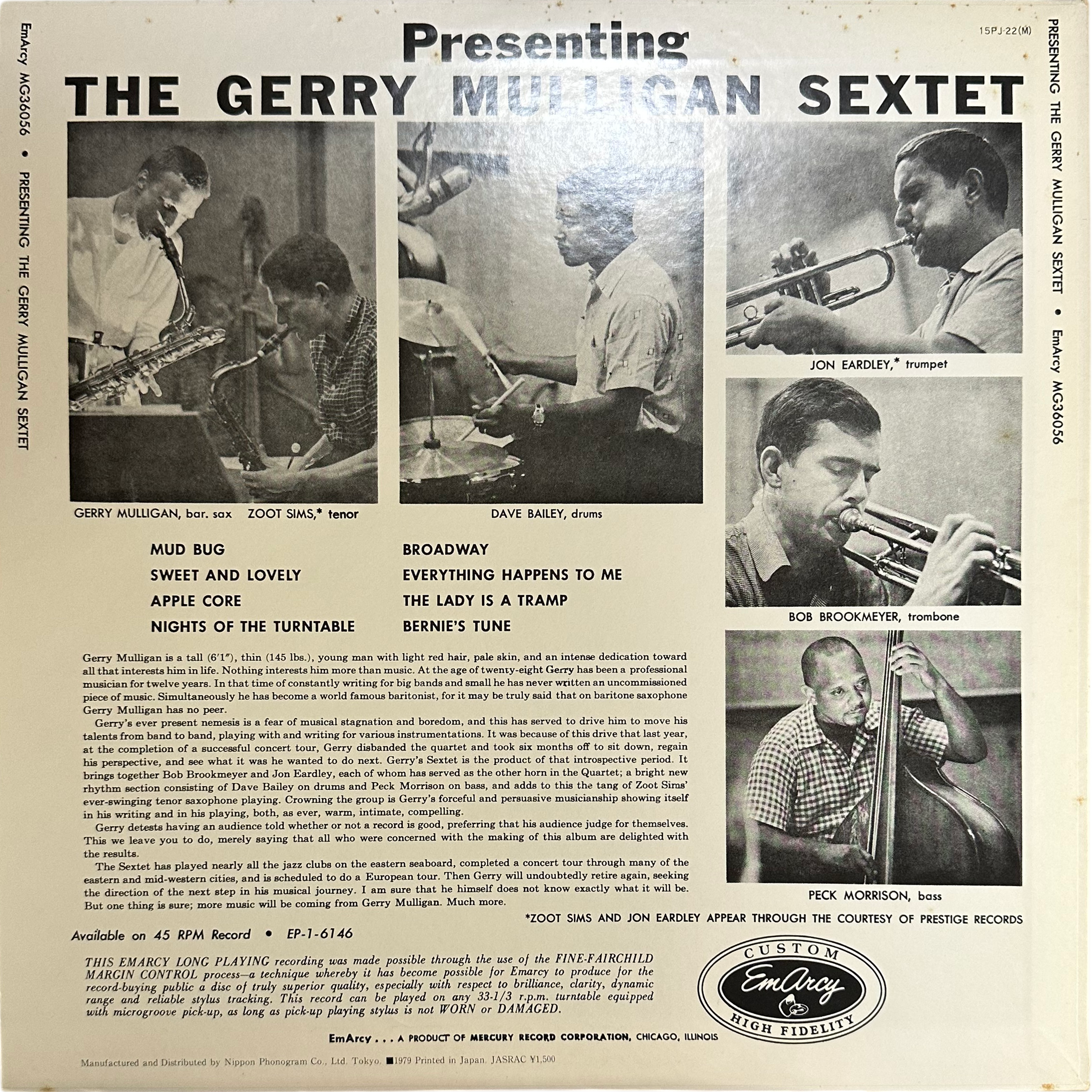 Gerry Mulligan And His Sextet — Presenting The Gerry Mulligan Sextet 2