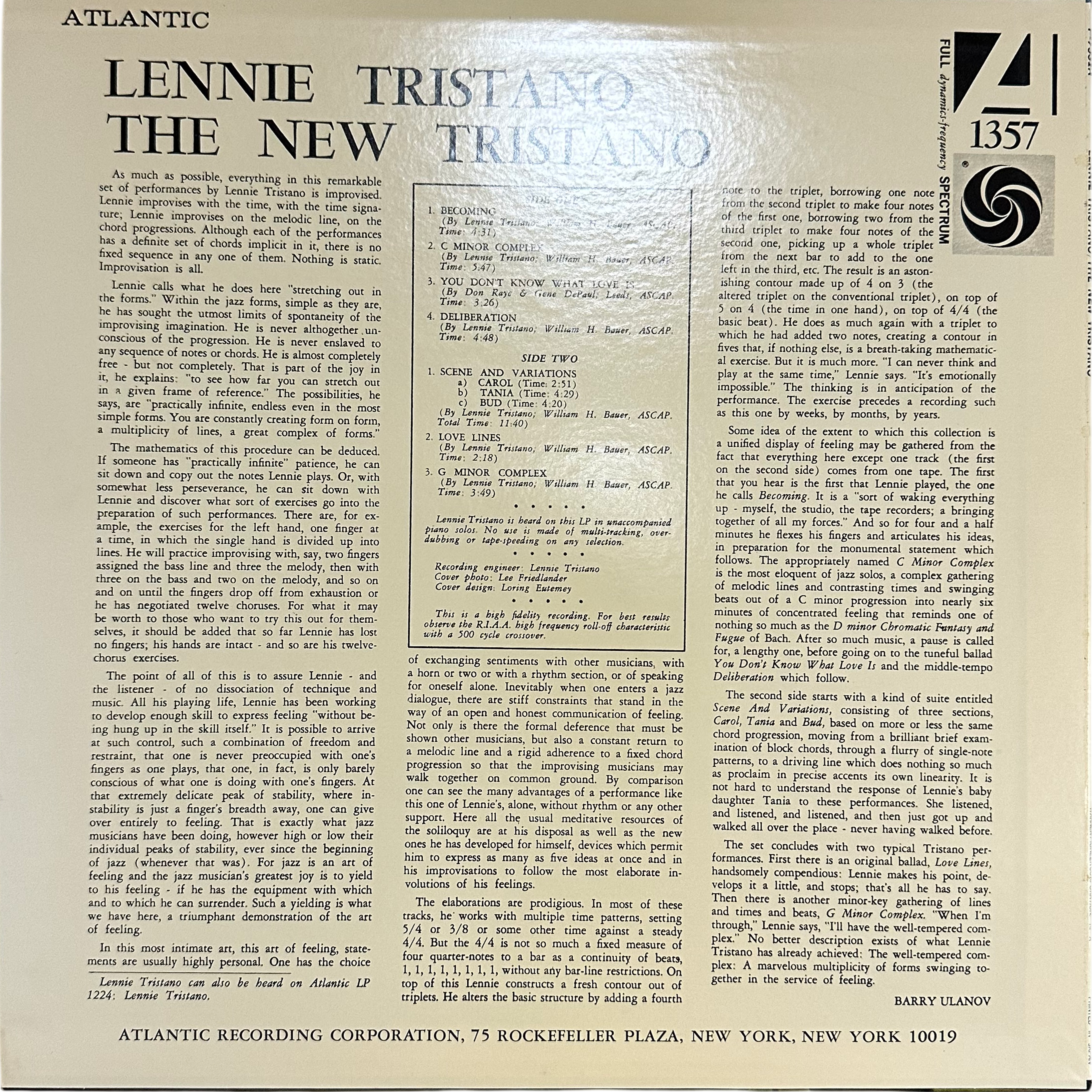 Lennie Tristano — The New Tristano 2