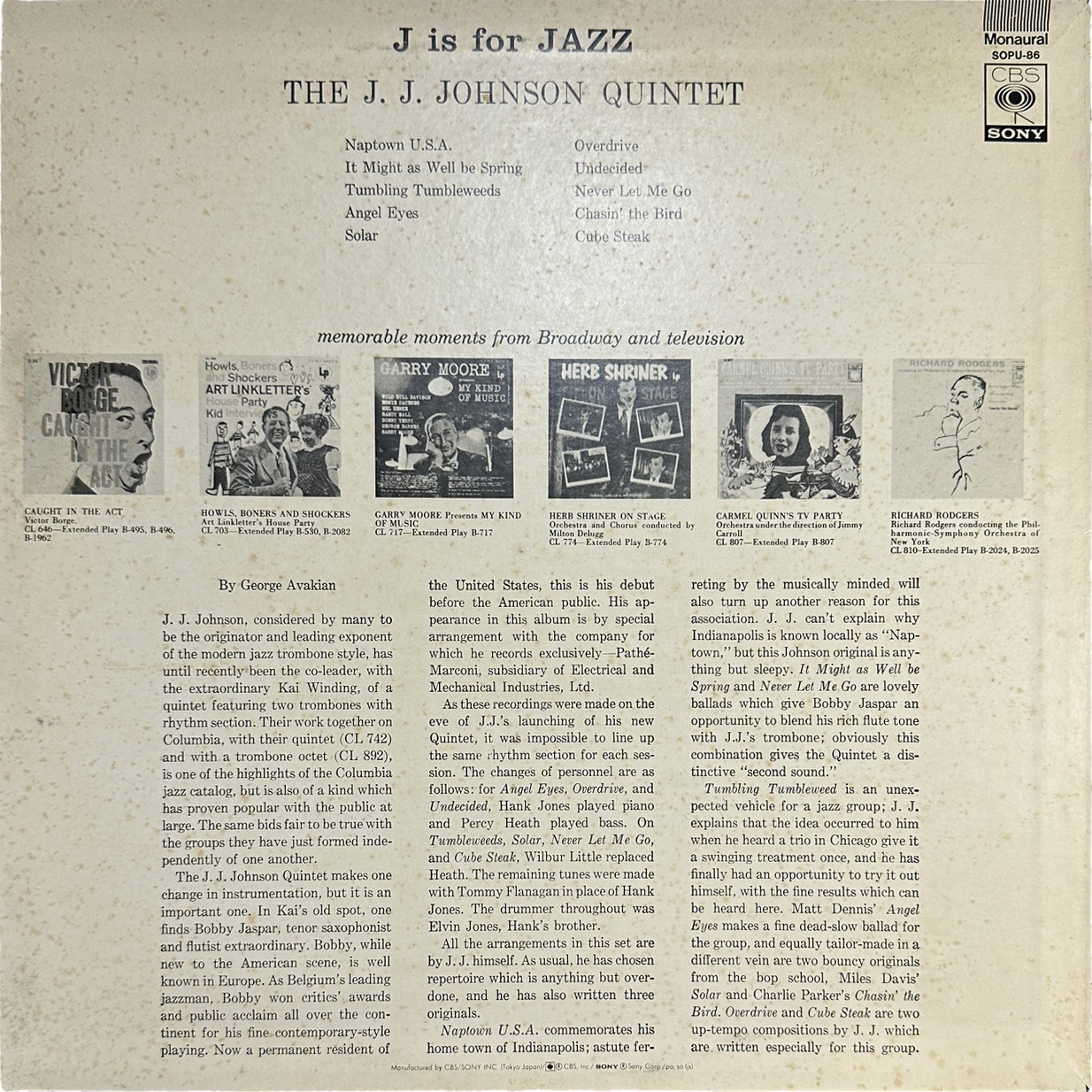 The J.J. Johnson Quintet — J Is For Jazz 2