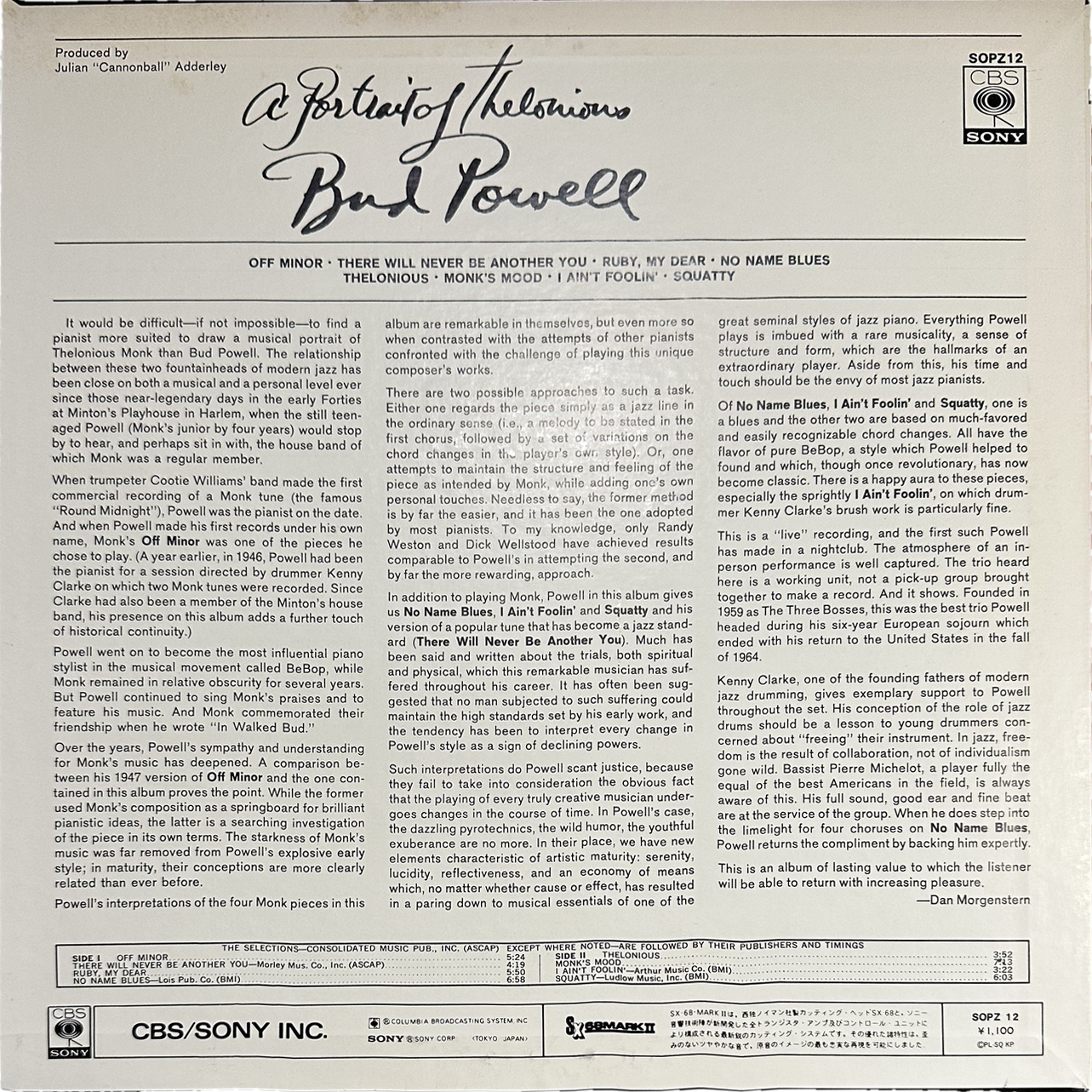 Bud Powell — A Portrait Of Thelonious 2