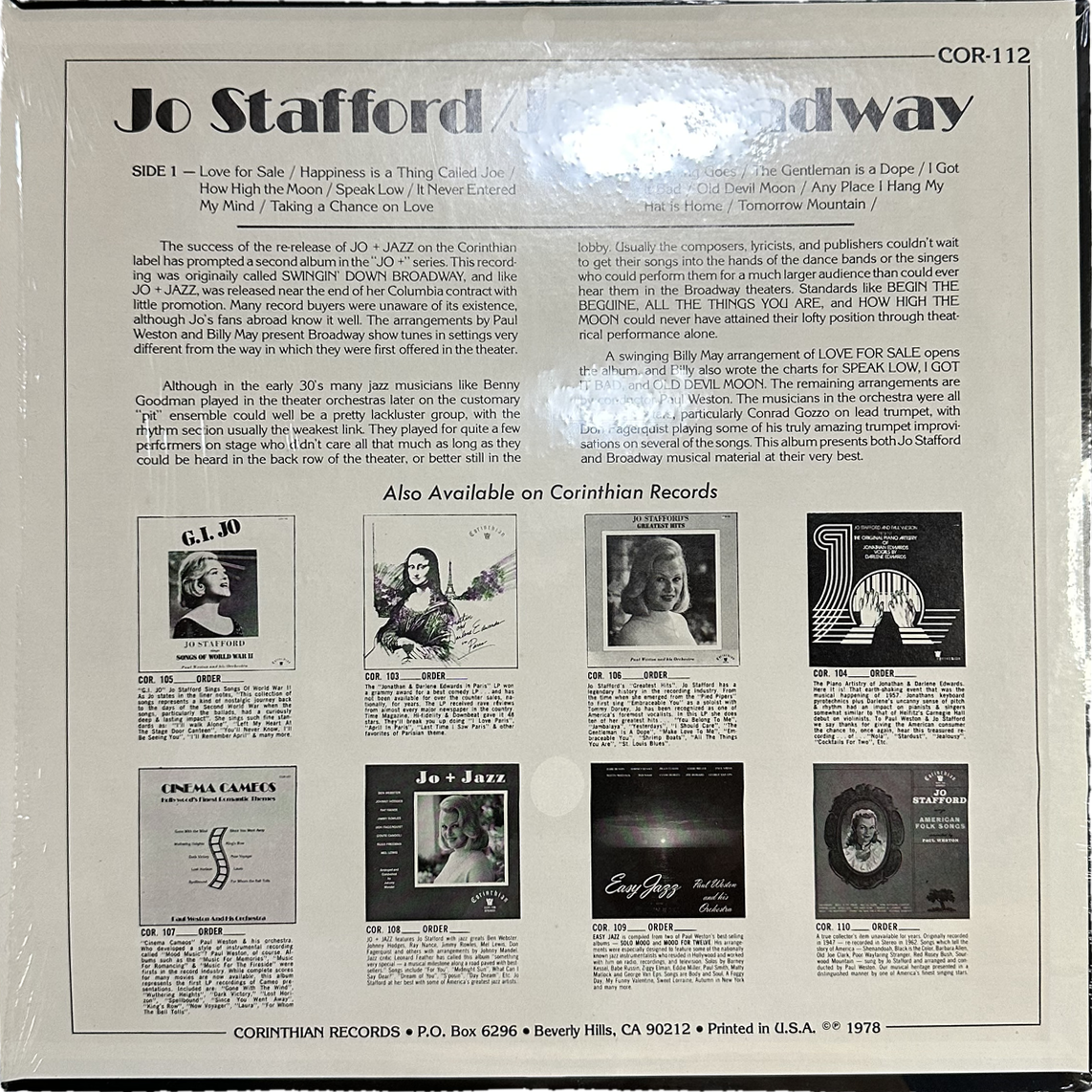 Jo Stafford,Paul Weston And His Orchestra — Jo + Broadway 2