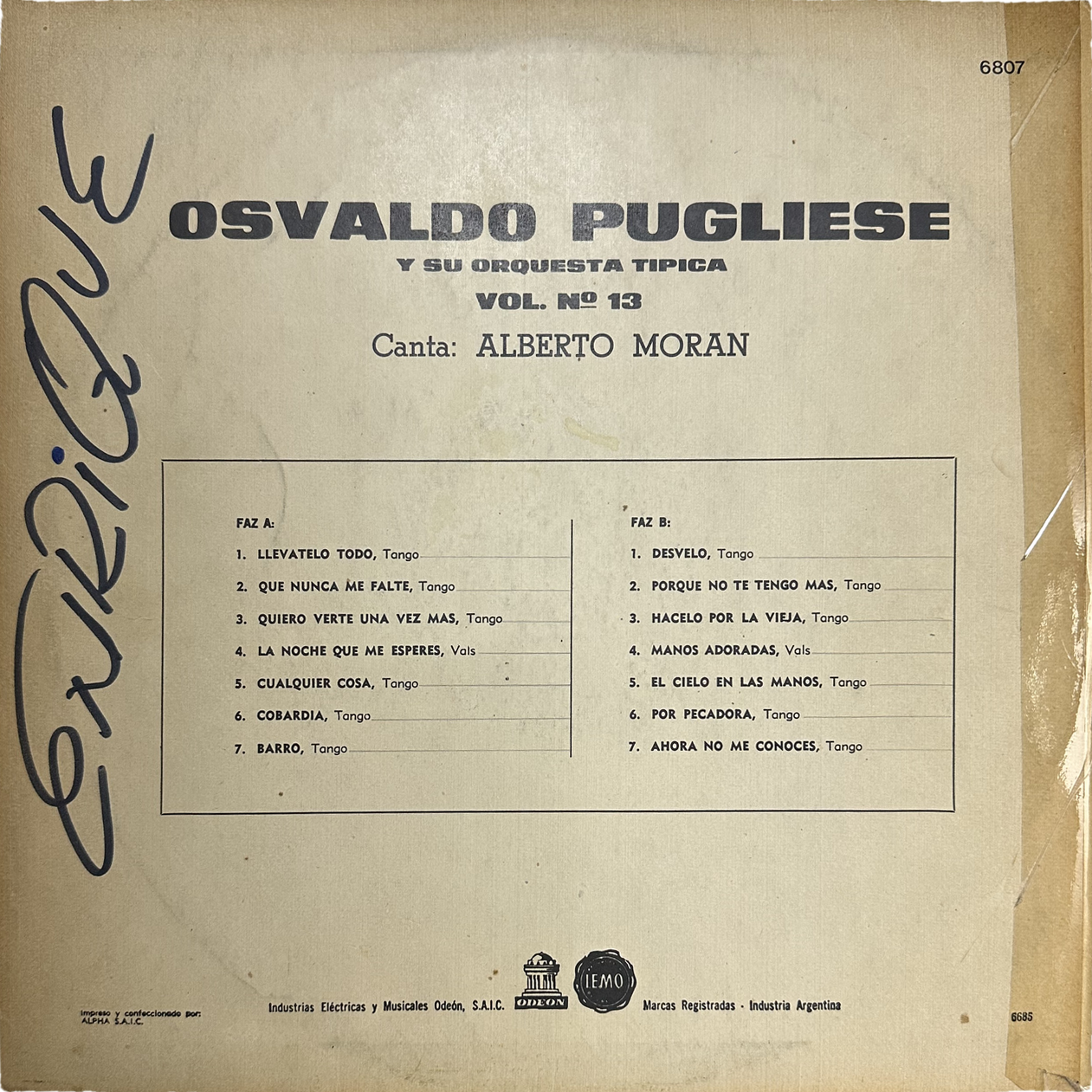 Alberto Morán,Osvaldo Pugliese Y Su Orquesta Típica — Osvaldo Pugliese con Alberto Moran 2