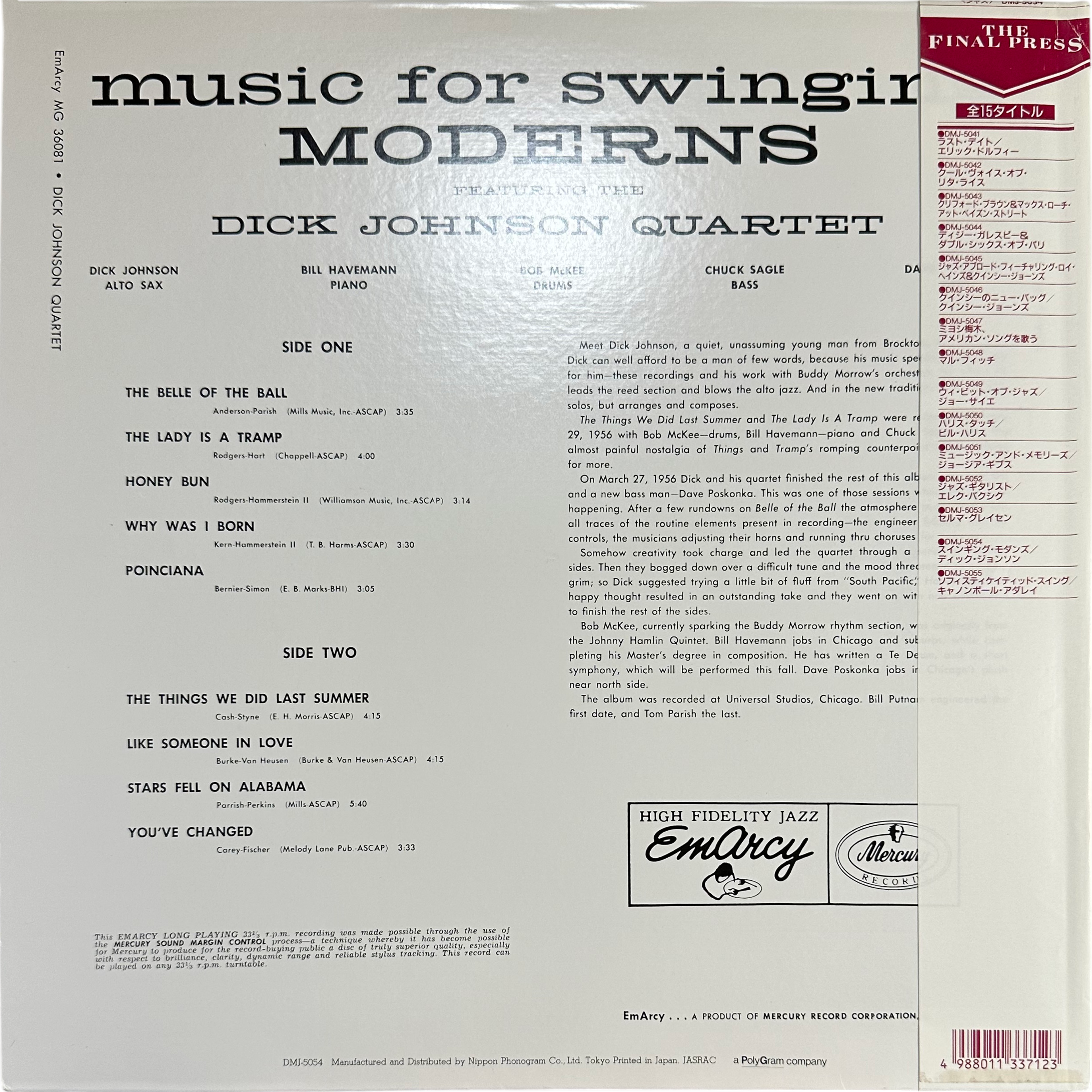 The Dick Johnson Quartet — Music For Swinging Moderns 2