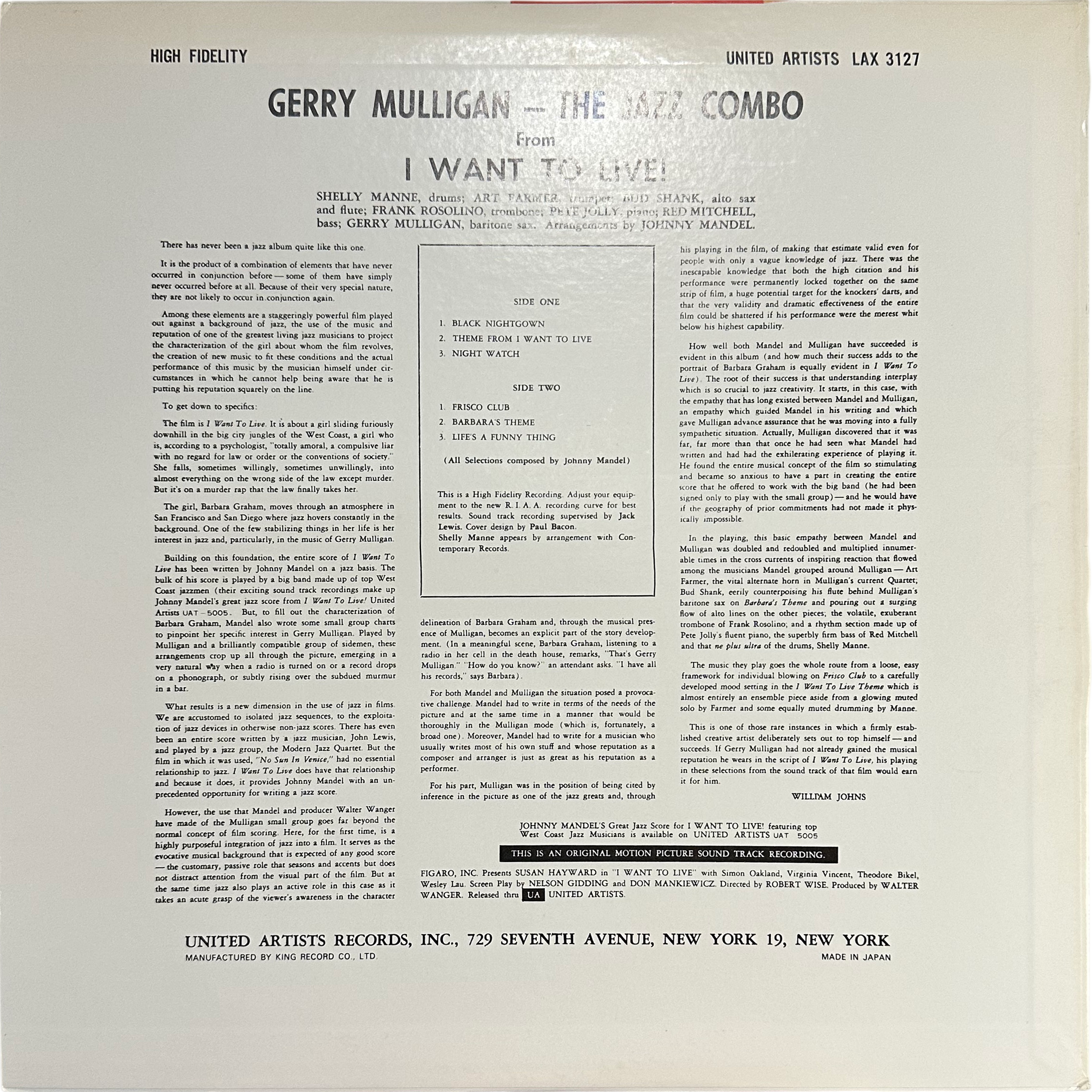 Gerry Mulligan — The Jazz Combo From "I Want To Live!" 2