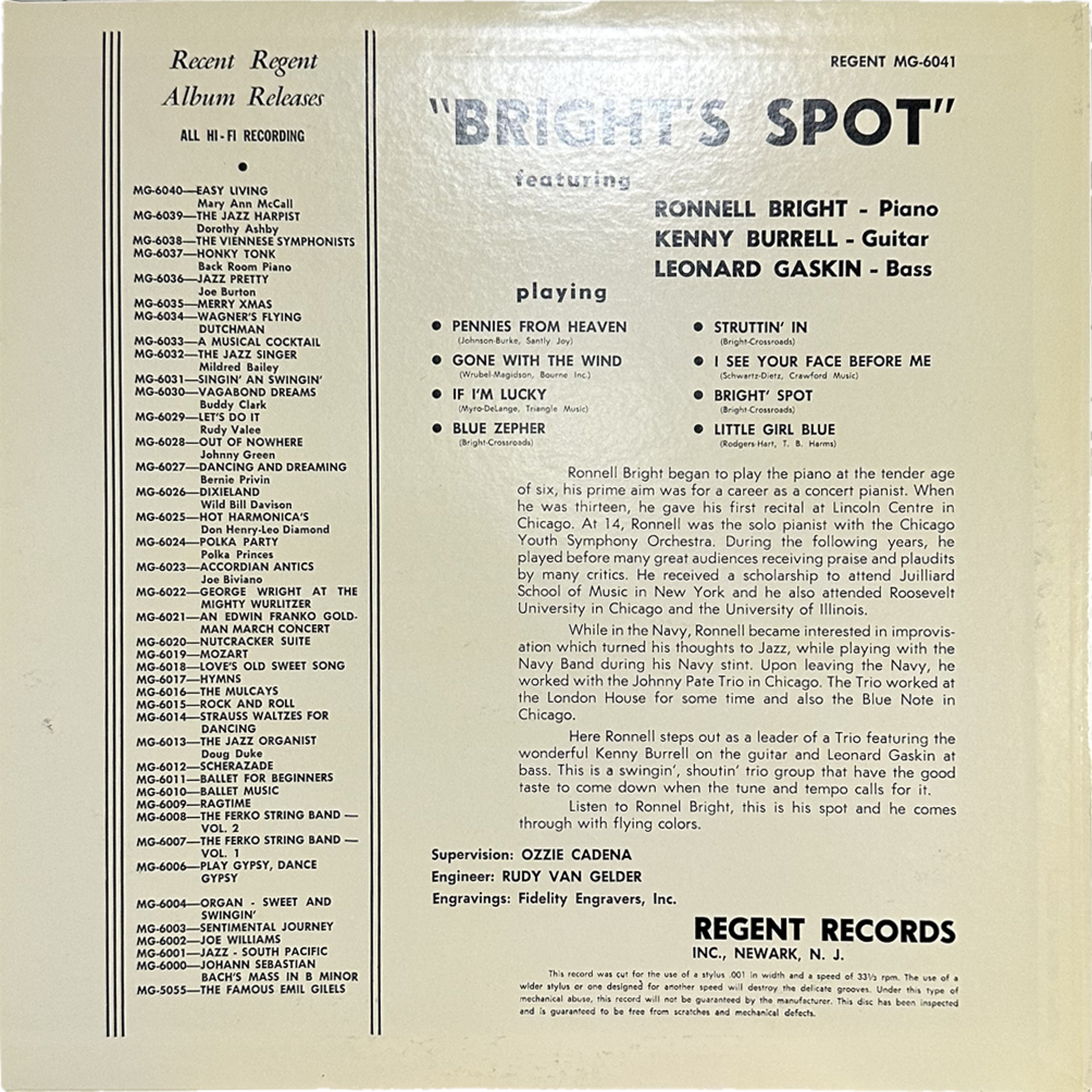 Kenny Burrell,Leonard Gaskin,Ronnell Bright — Bright's Spot 2