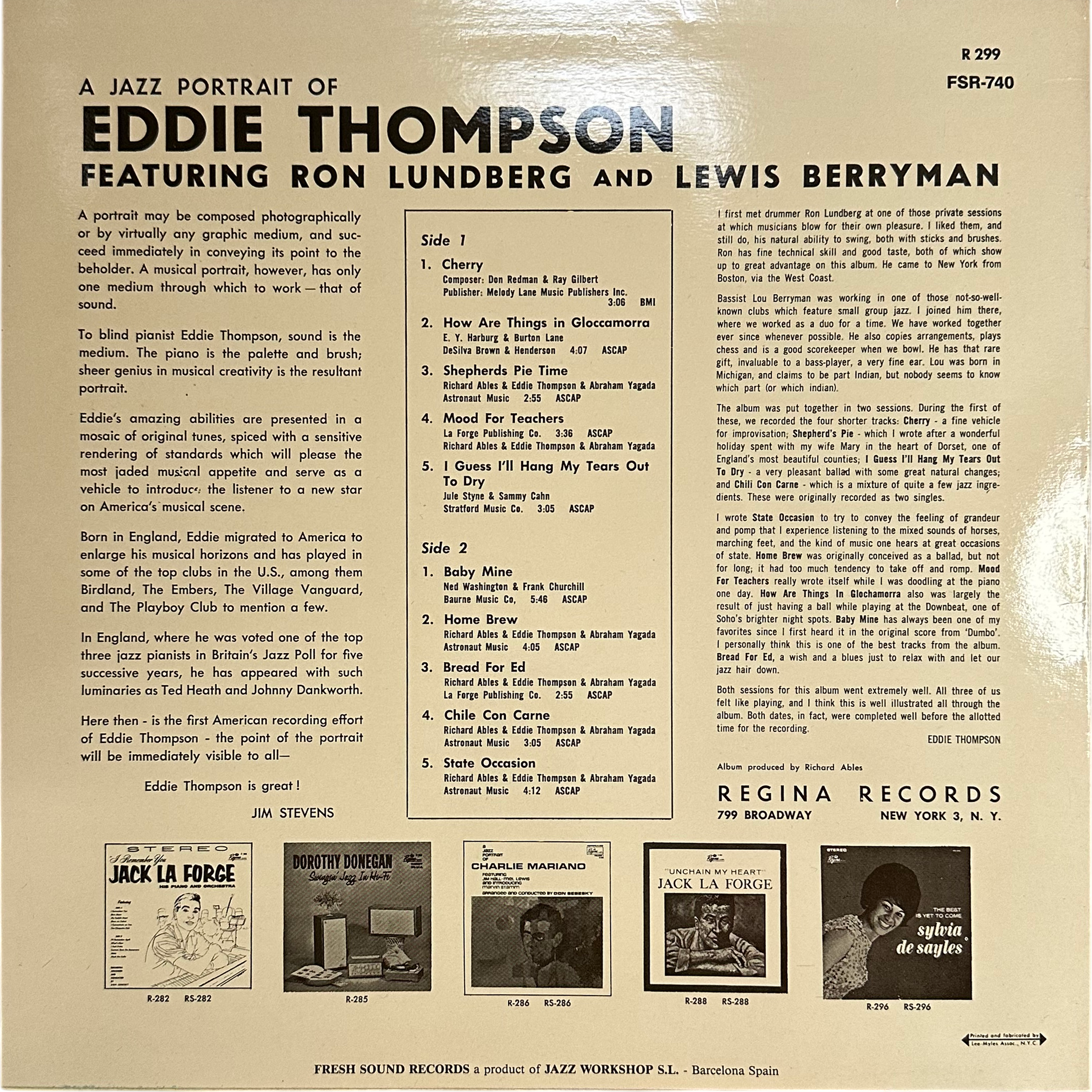 Eddie Thompson,Lewis Berryman,Ron Lundberg — A Jazz Portrait Of Eddie Thompson 2