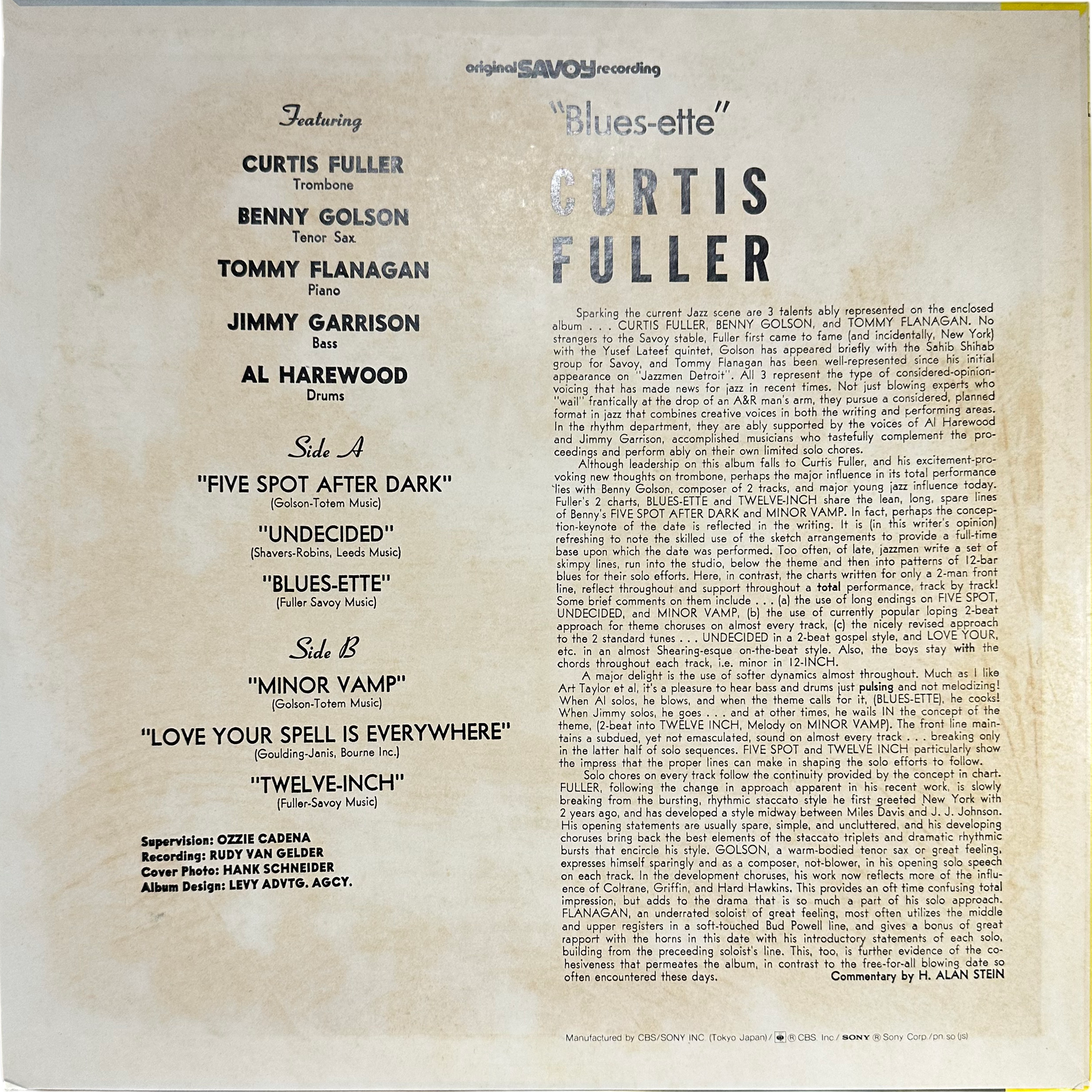 Al Harewood,Benny Golson,Curtis Fuller's Quintet,Jimmy Garrison,Tommy Flanagan — Blues-ette 2