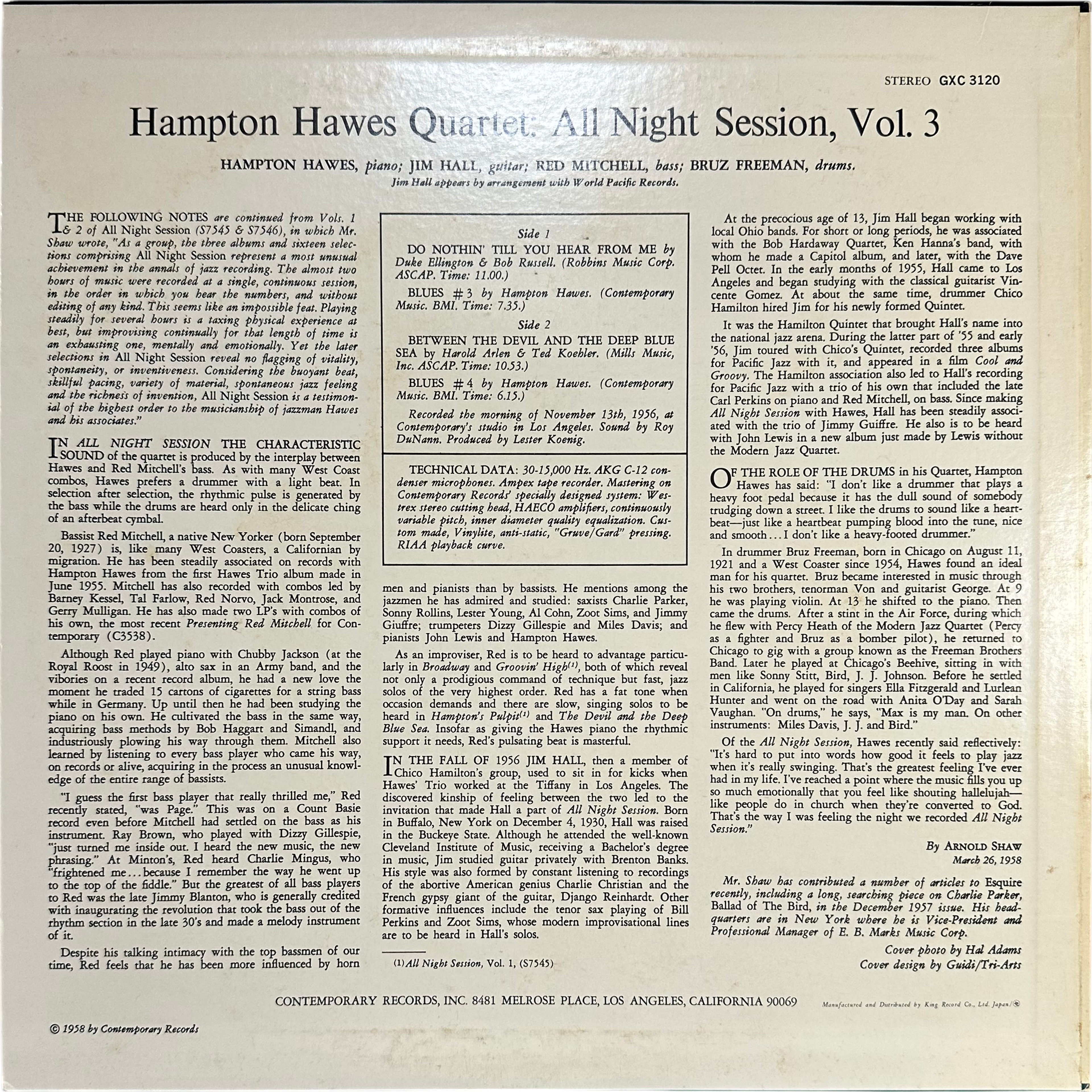 Hampton Hawes Quartet — All Night Session, Vol. 3 2