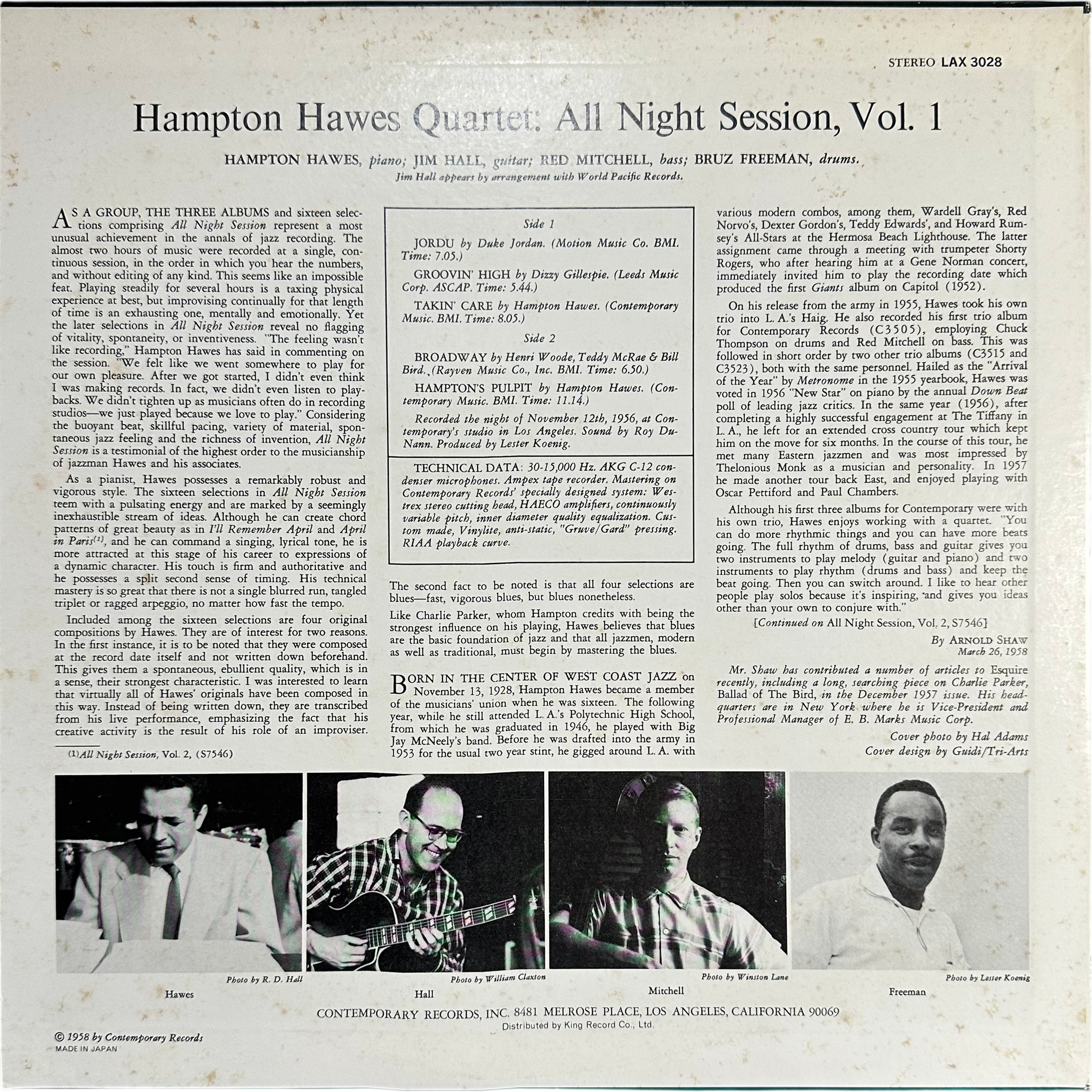 Hampton Hawes Quartet — All Night Session, Vol. 1 2