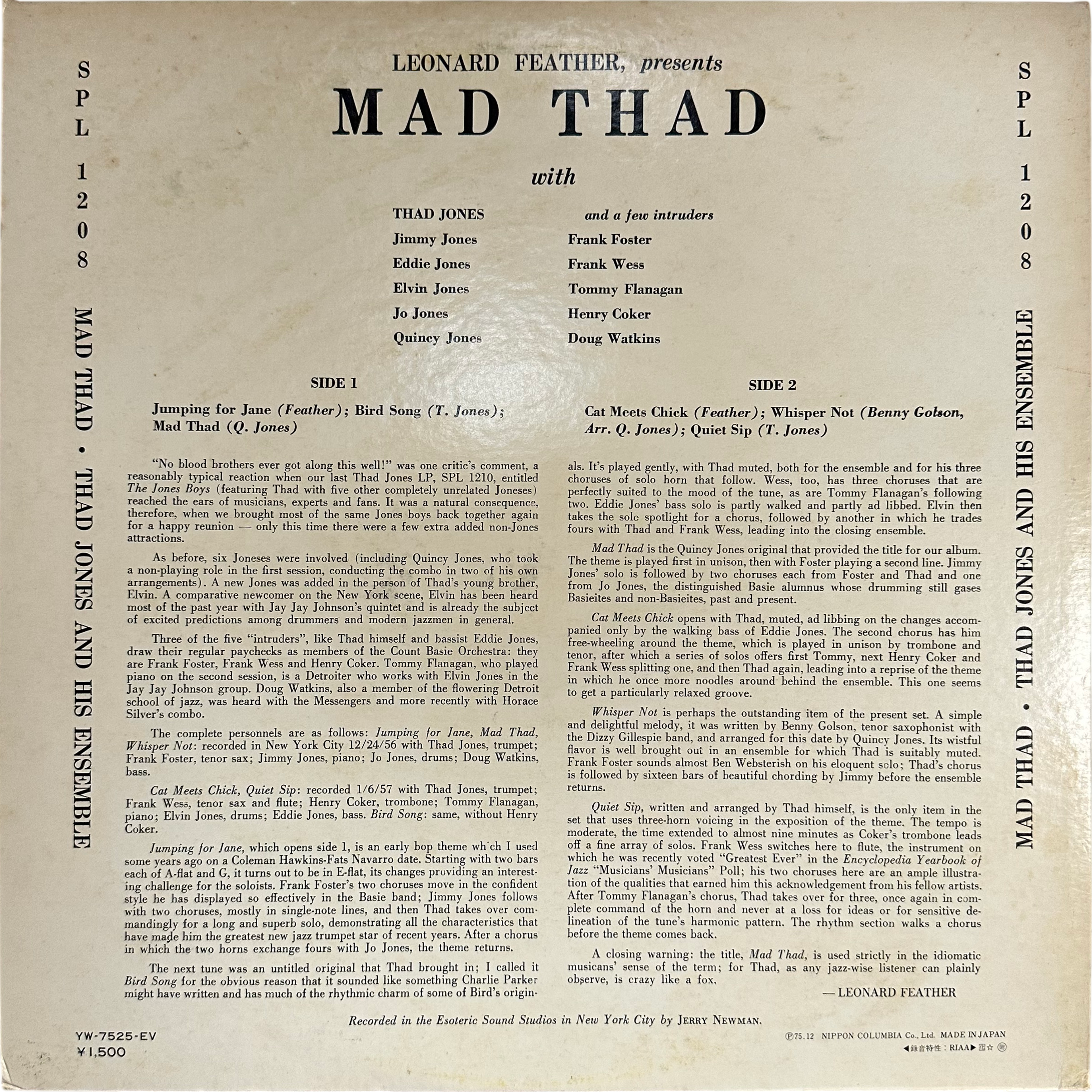 Thad Jones And His Ensemble — Mad Thad 2