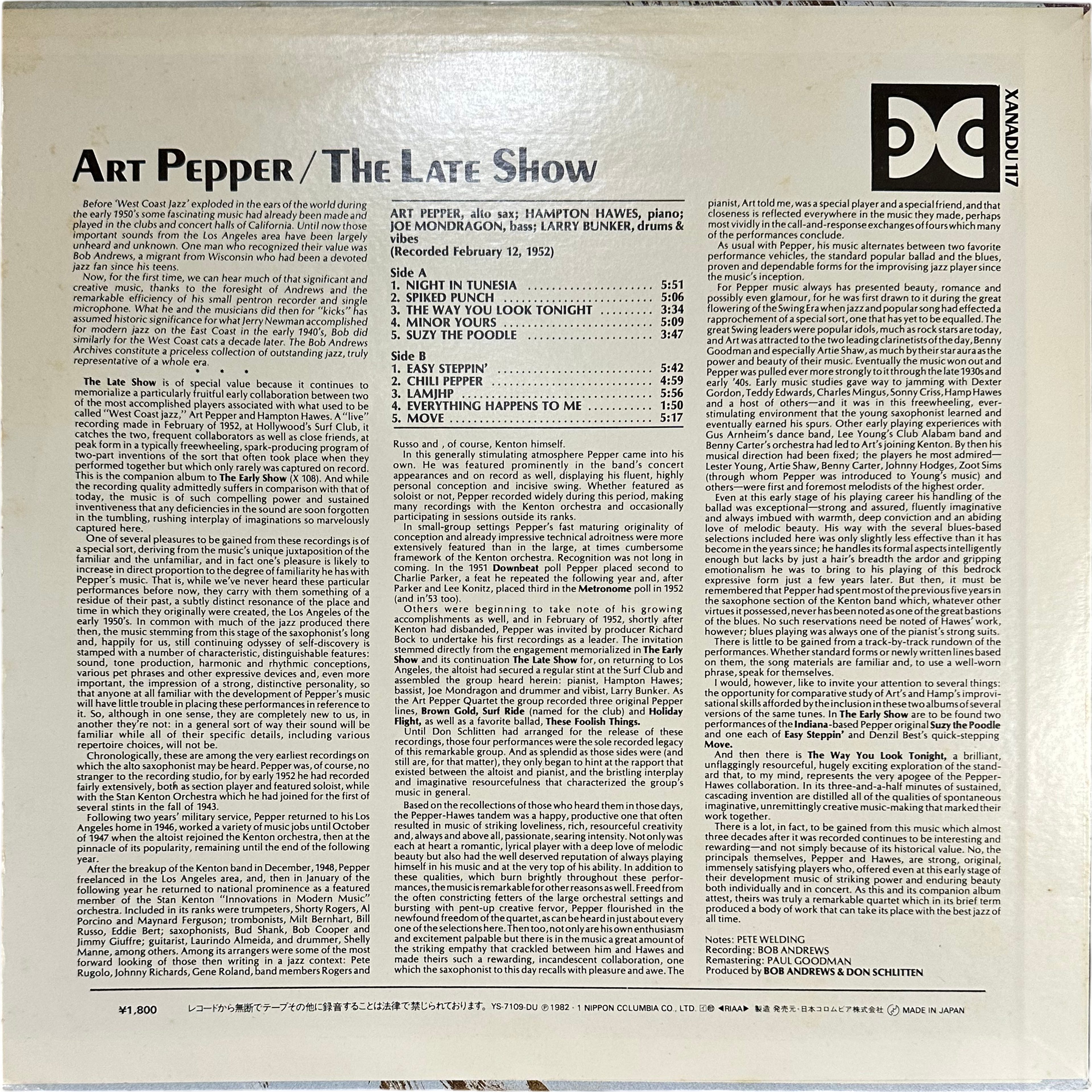 Art Pepper — The Late Show 2