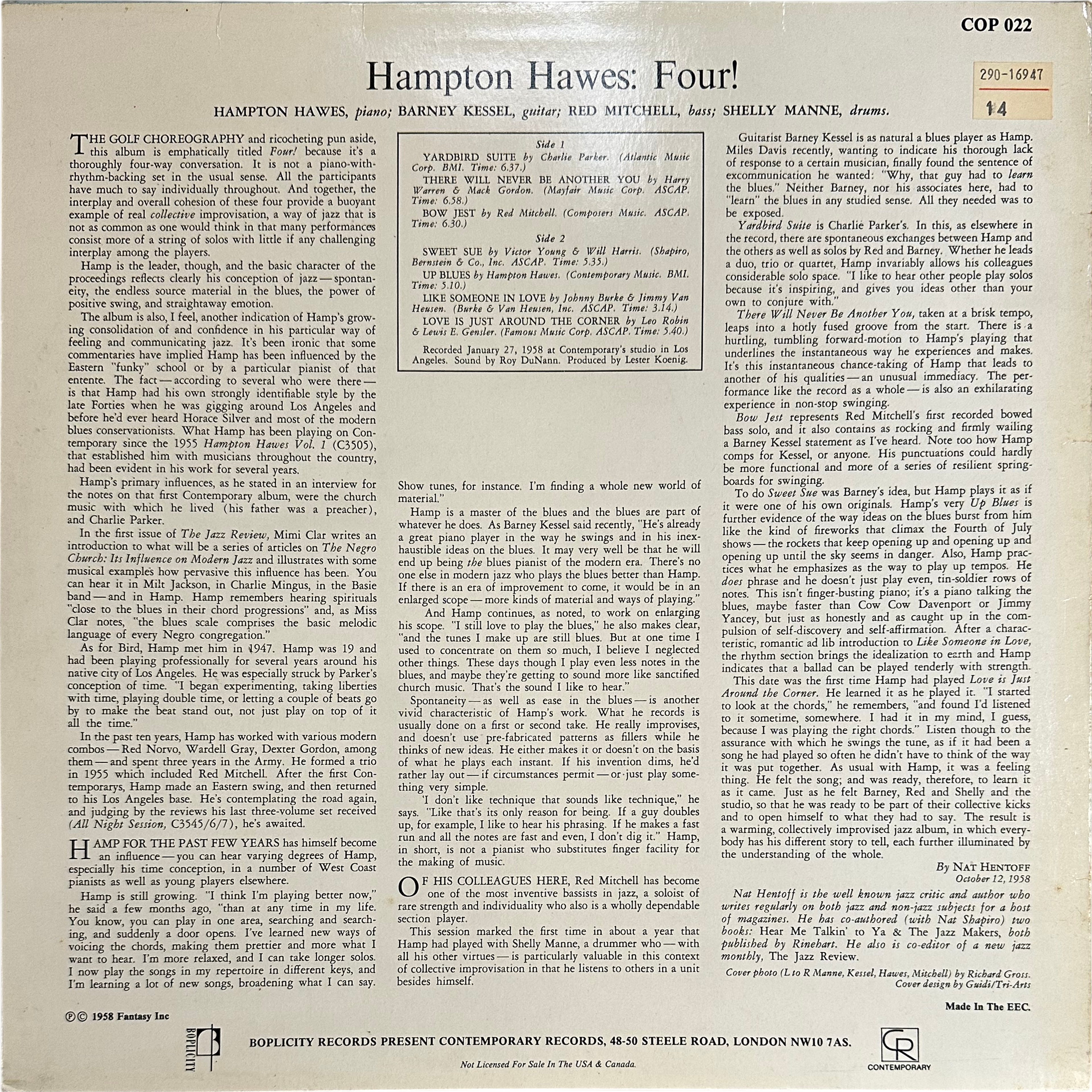 Barney Kessel,Hampton Hawes,Red Mitchell,Shelly Manne — Four! 2