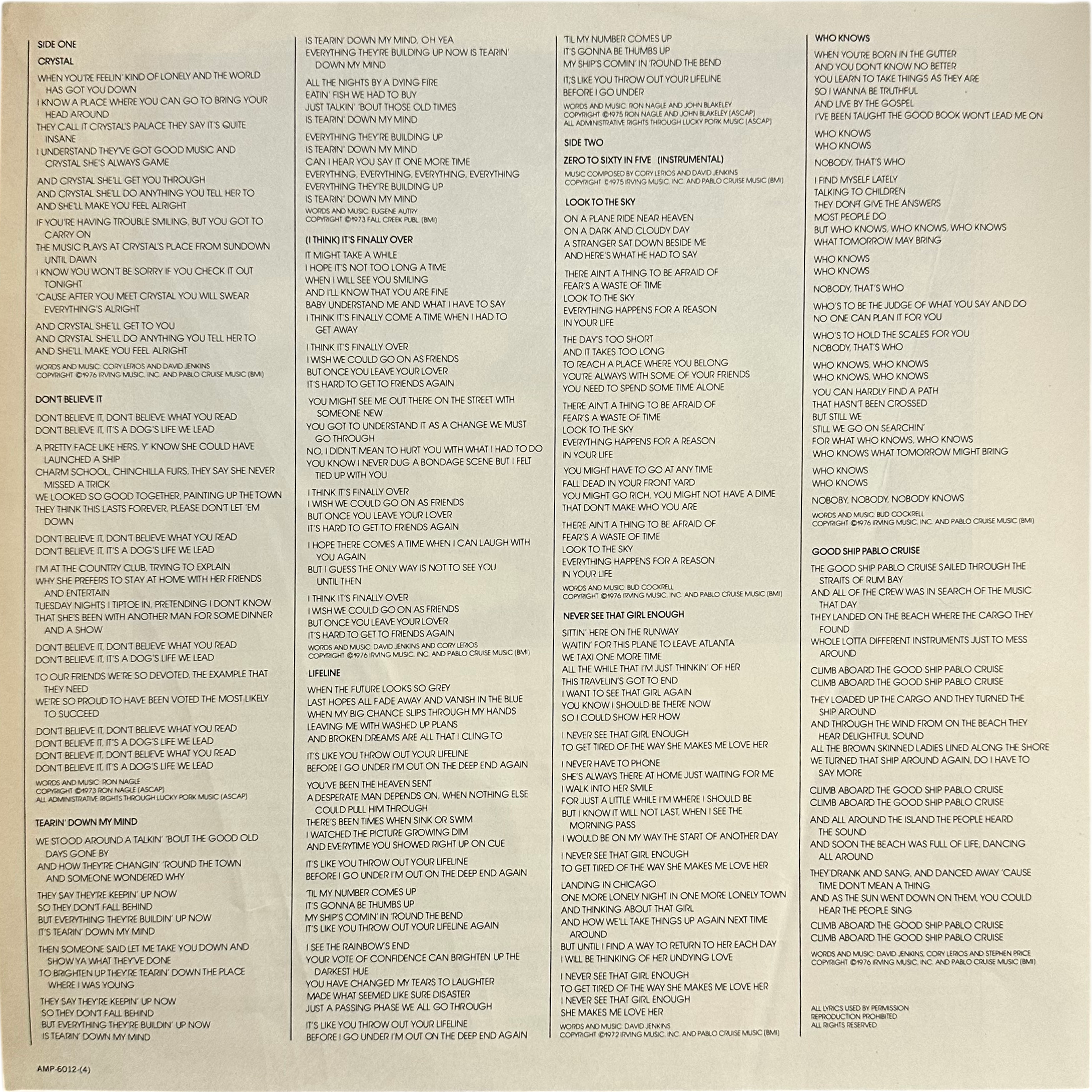 Pablo Cruise — Lifeline 7