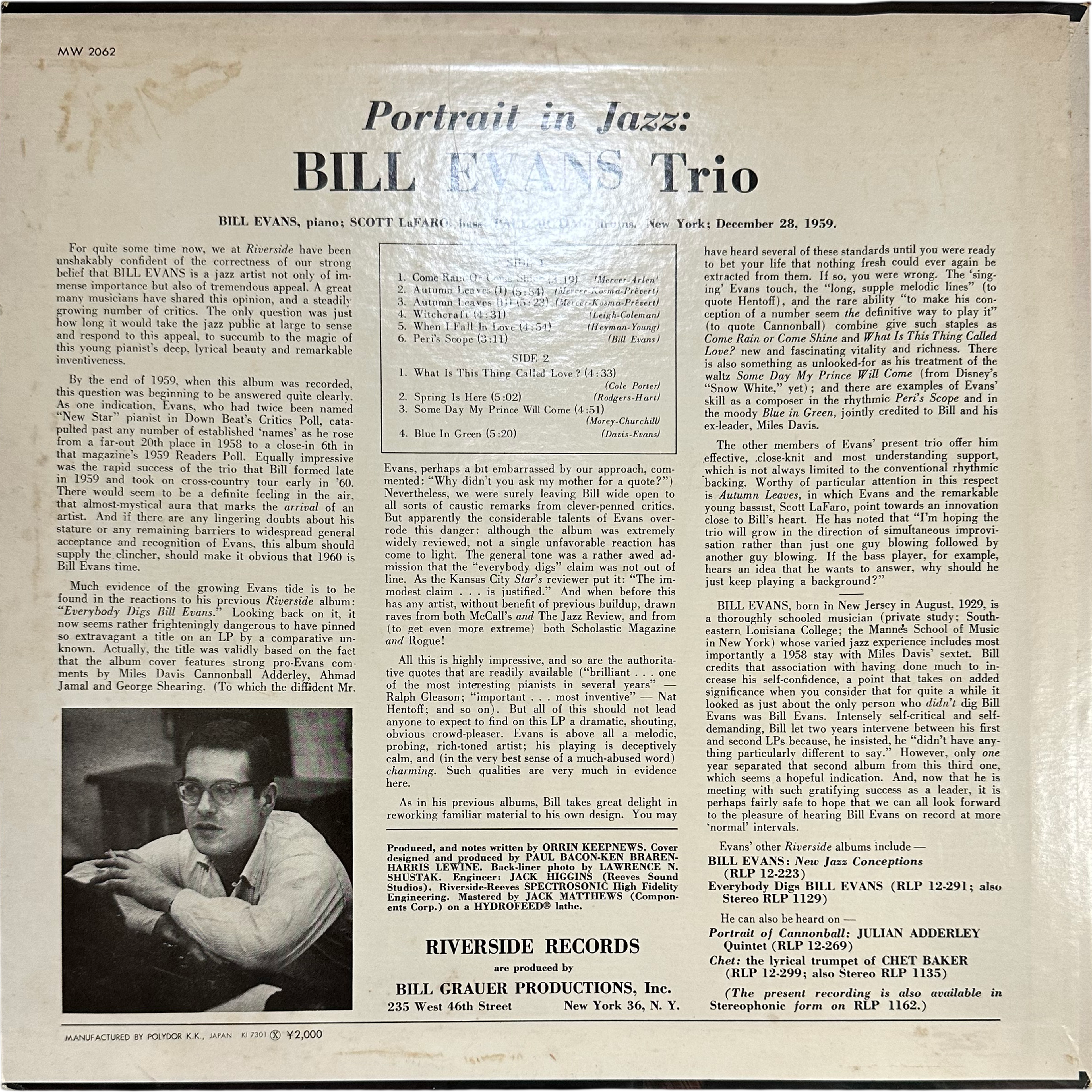 The Bill Evans Trio — Portrait In Jazz 2