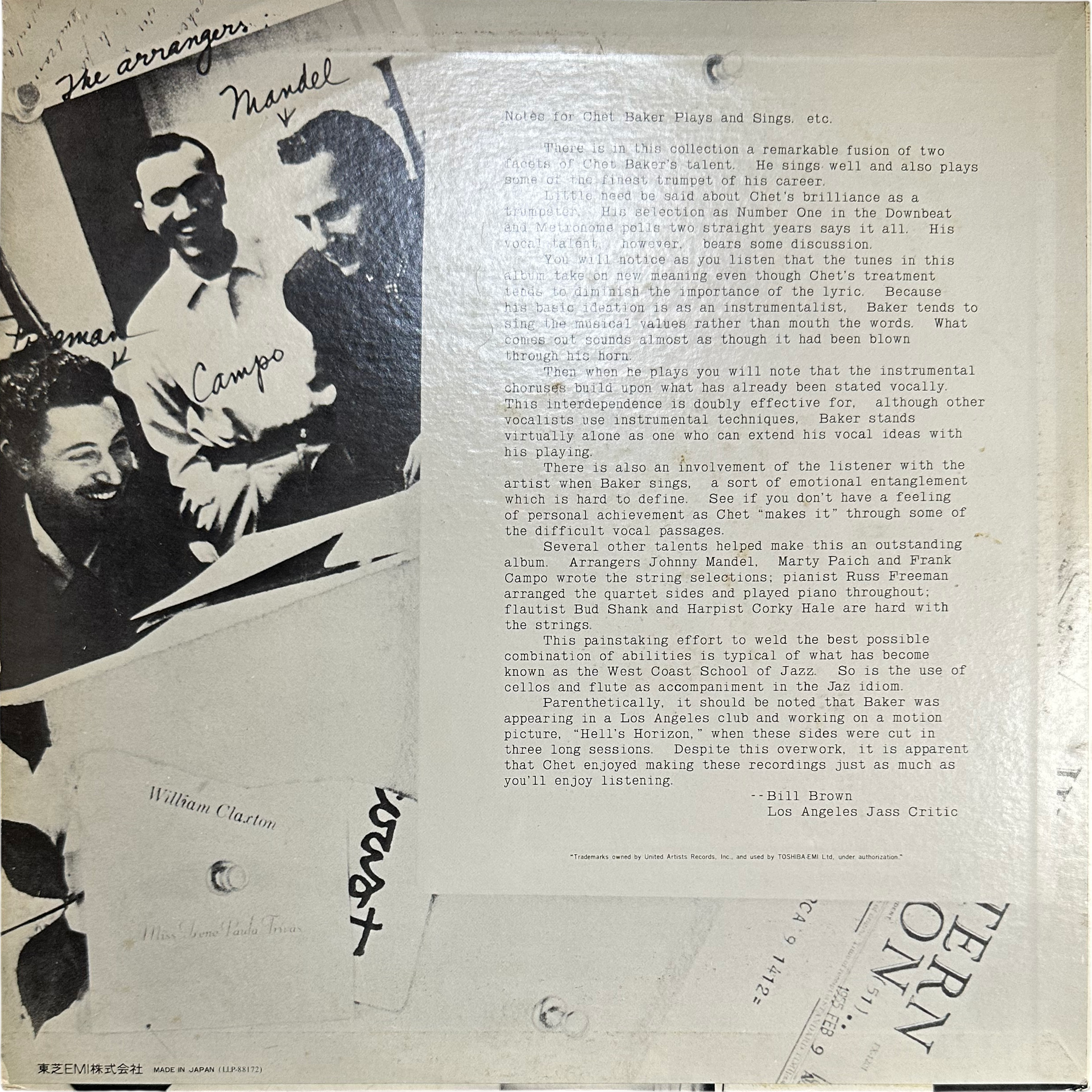 Chet Baker — Sings And Plays With Bud Shank, Russ Freeman And Strings 2