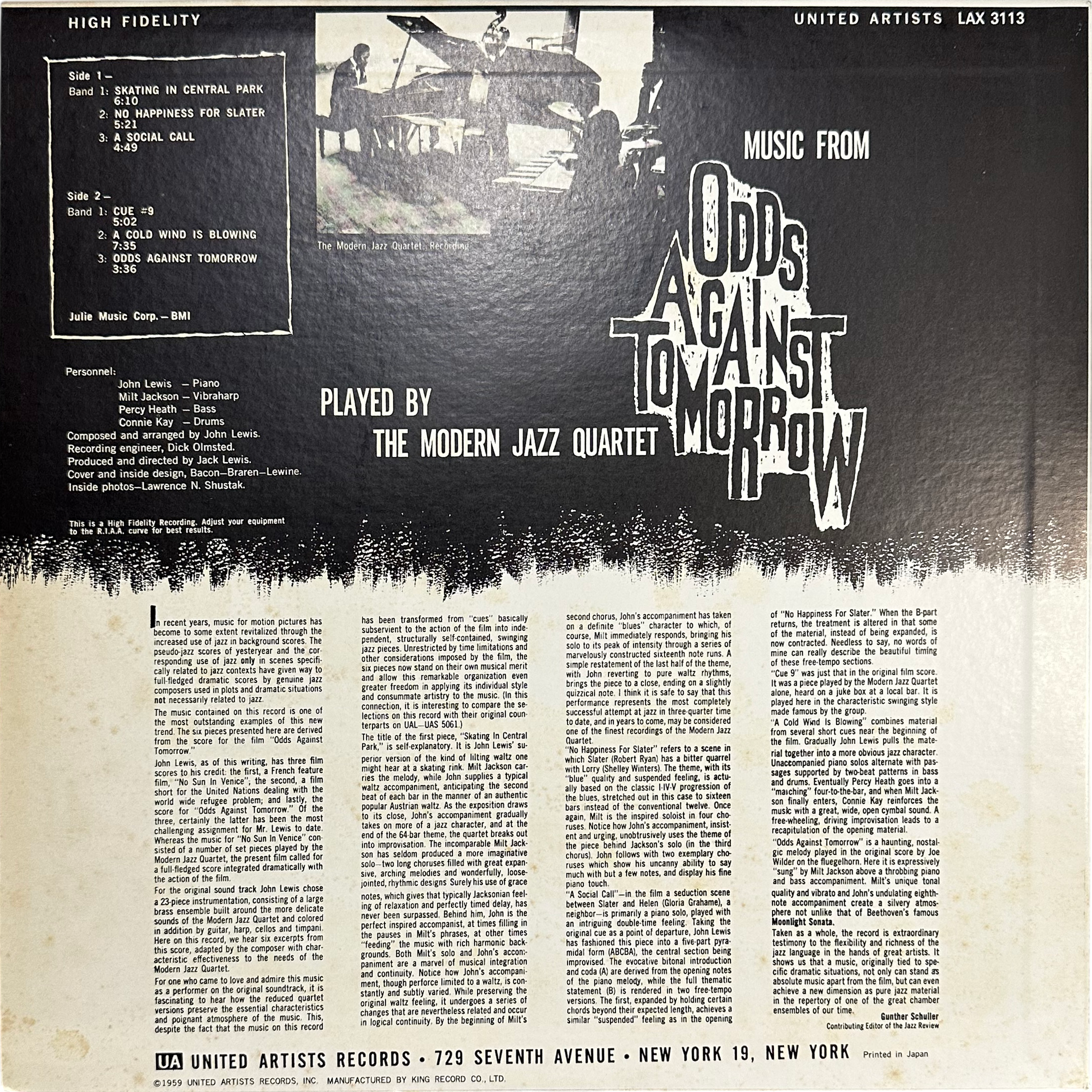 The Modern Jazz Quartet — Music From "Odds Against Tomorrow" 2