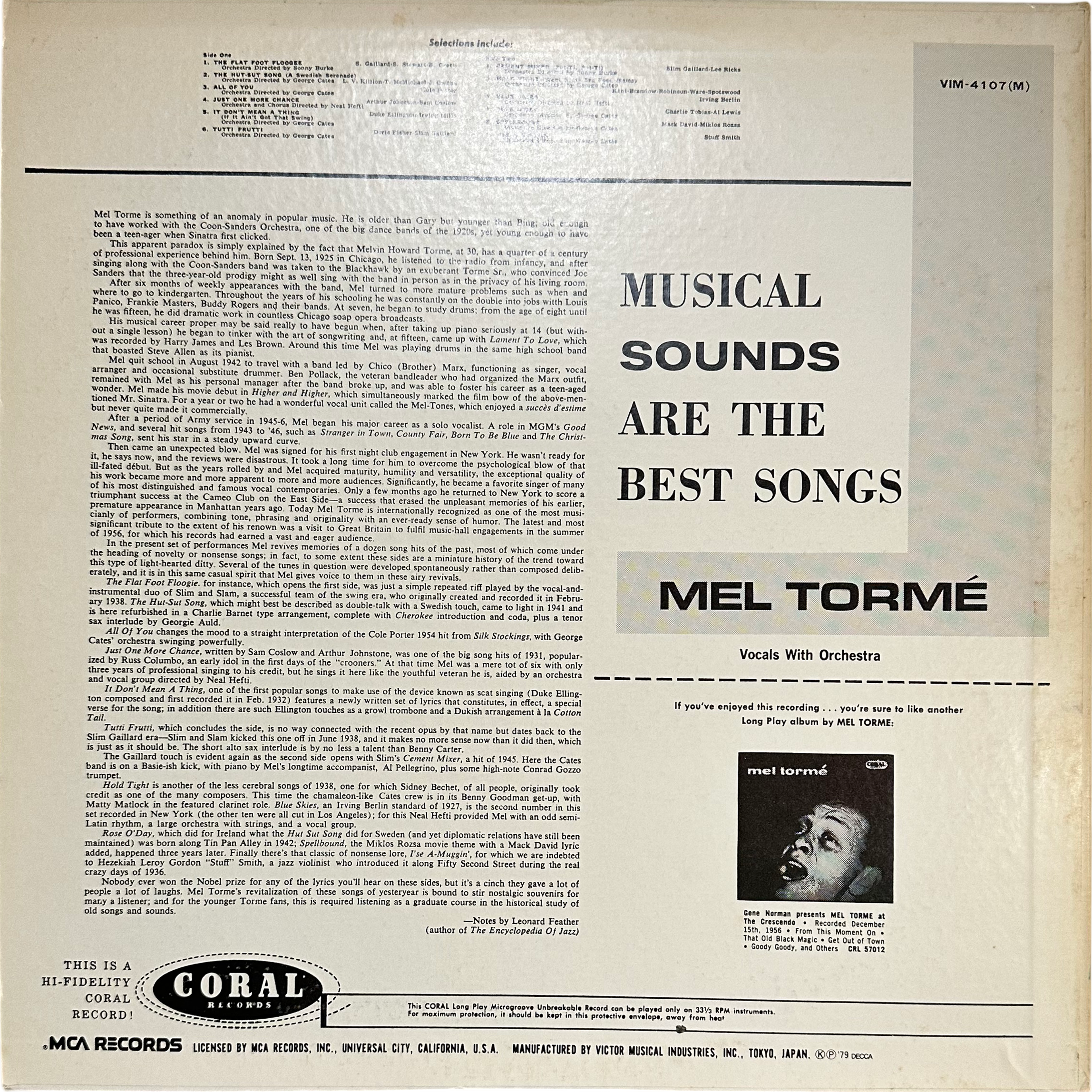 Mel Tormé — Musical Sounds Are The Best Songs 2