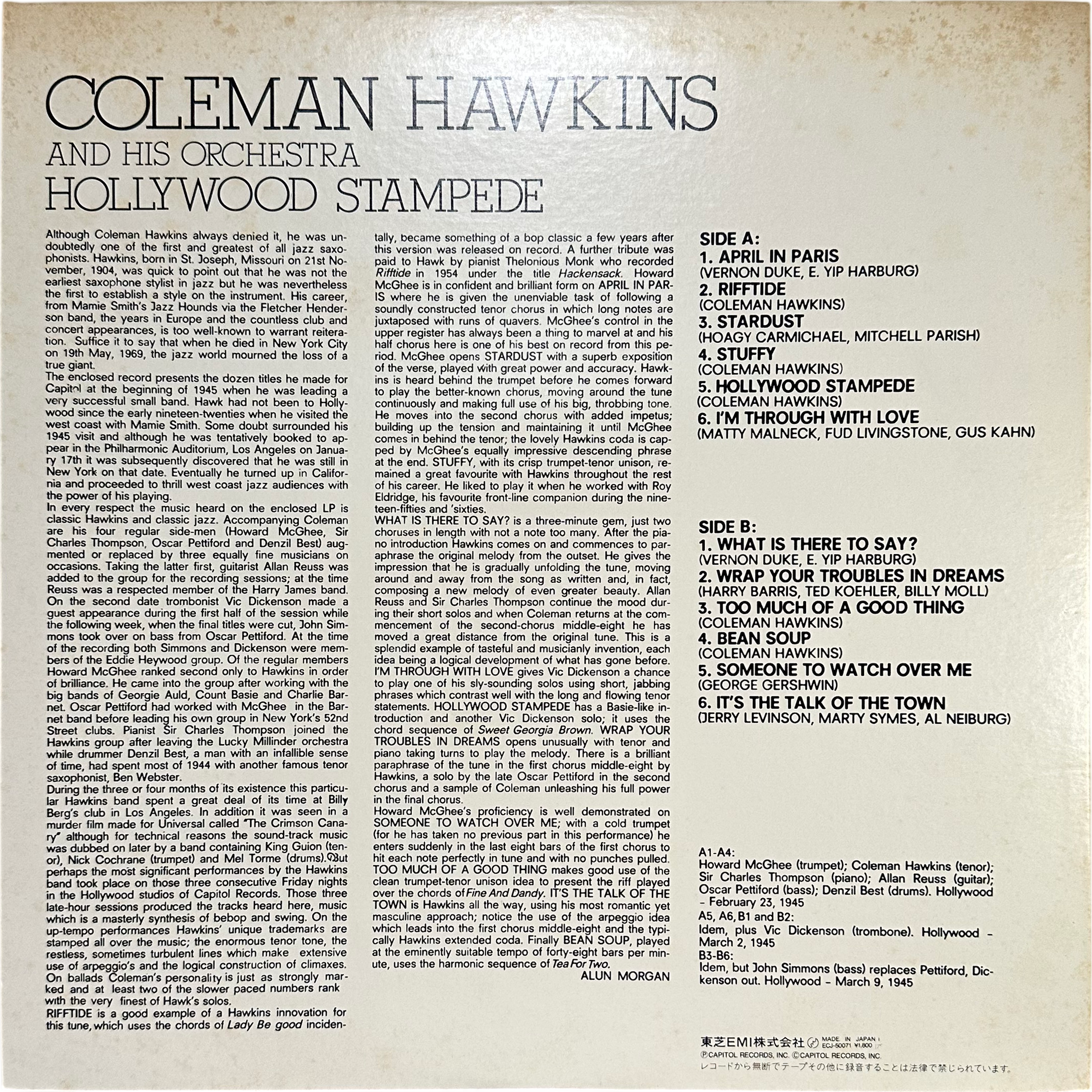 Coleman Hawkins And His Orchestra — Hollywood Stampede 2