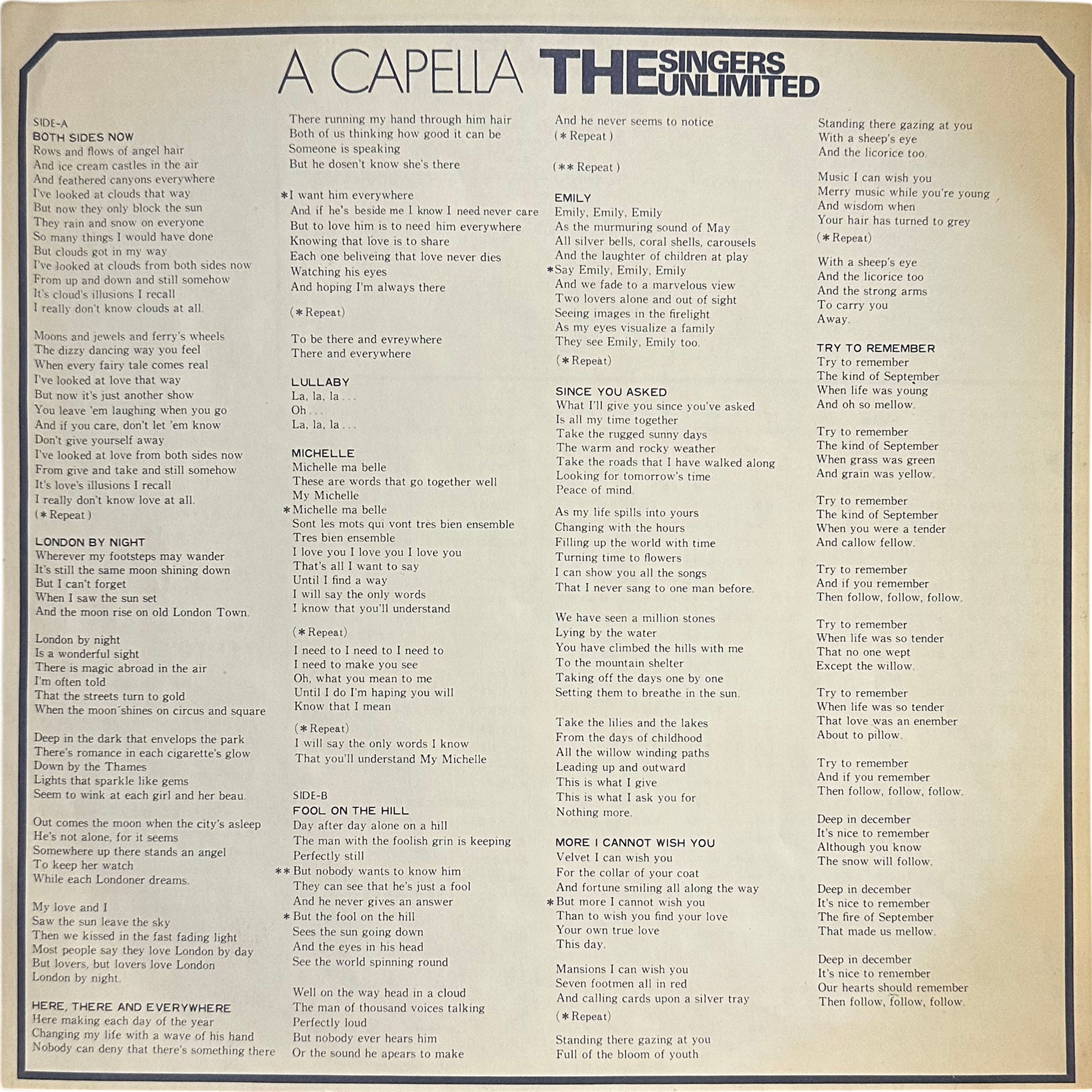 The Singers Unlimited — A Capella 4