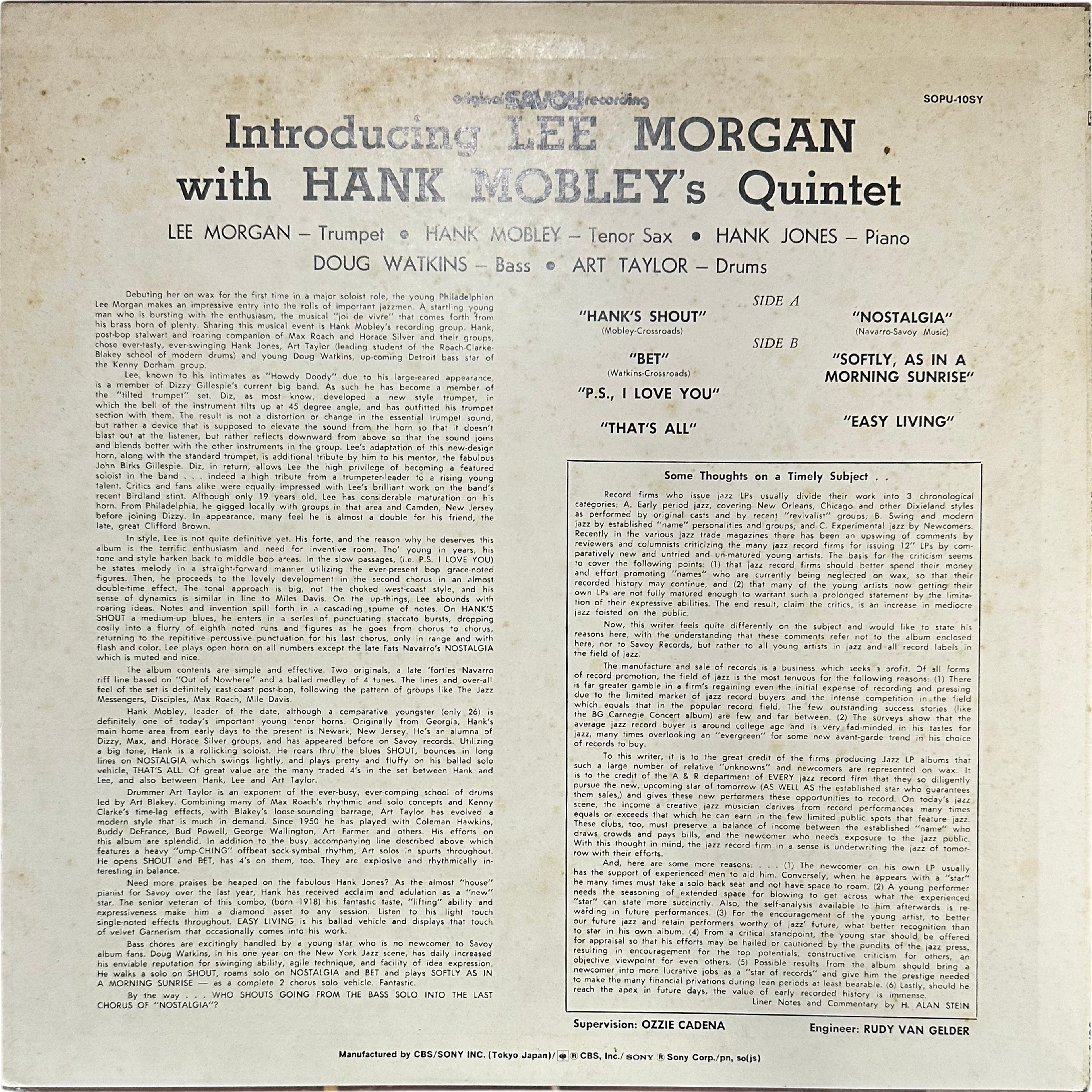 Lee Morgan,The Hank Mobley Quintet — Introducing Lee Morgan 2