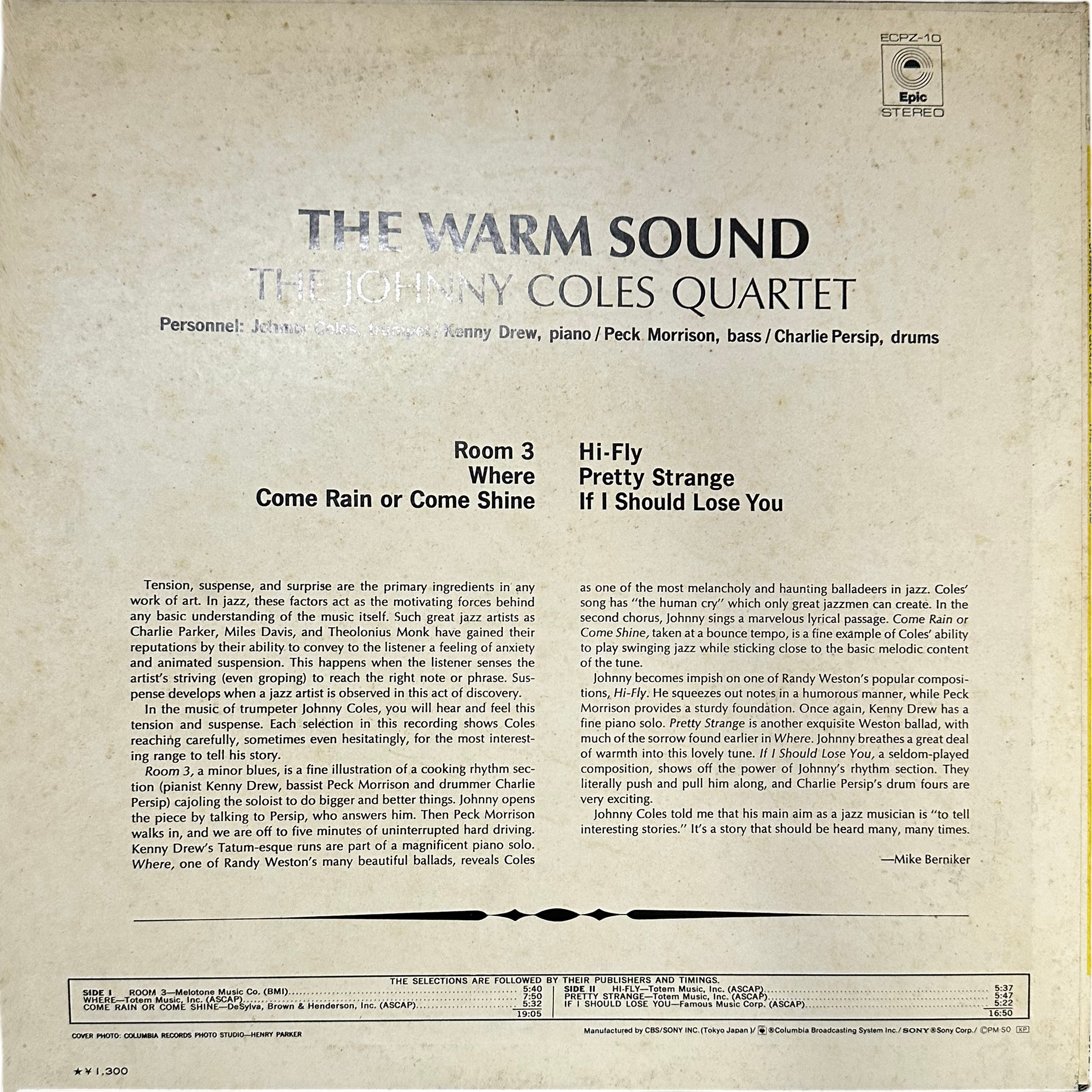 Johnny Coles Quartet — The Warm Sound 2