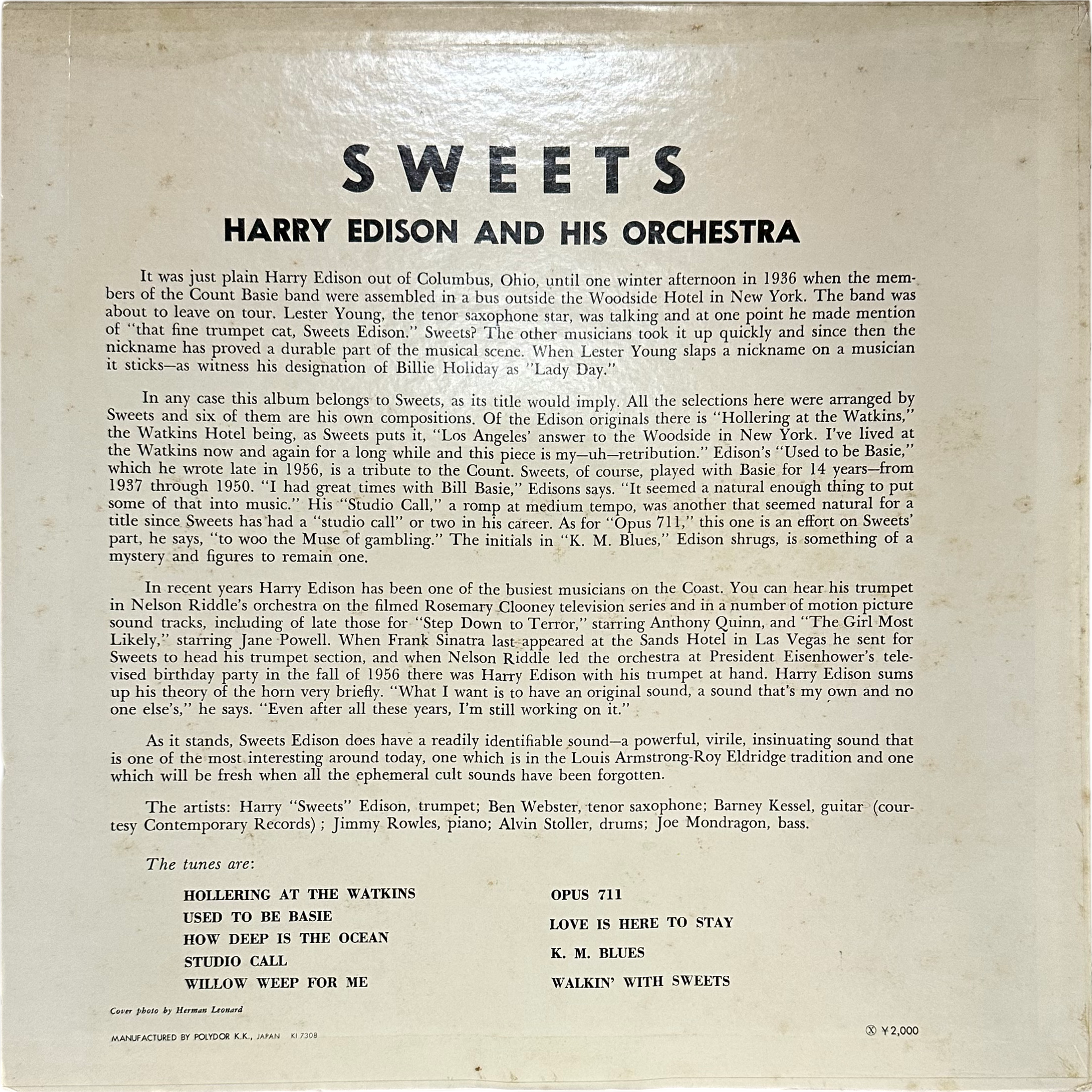 Harry Edison And His Orchestra — Sweets 2