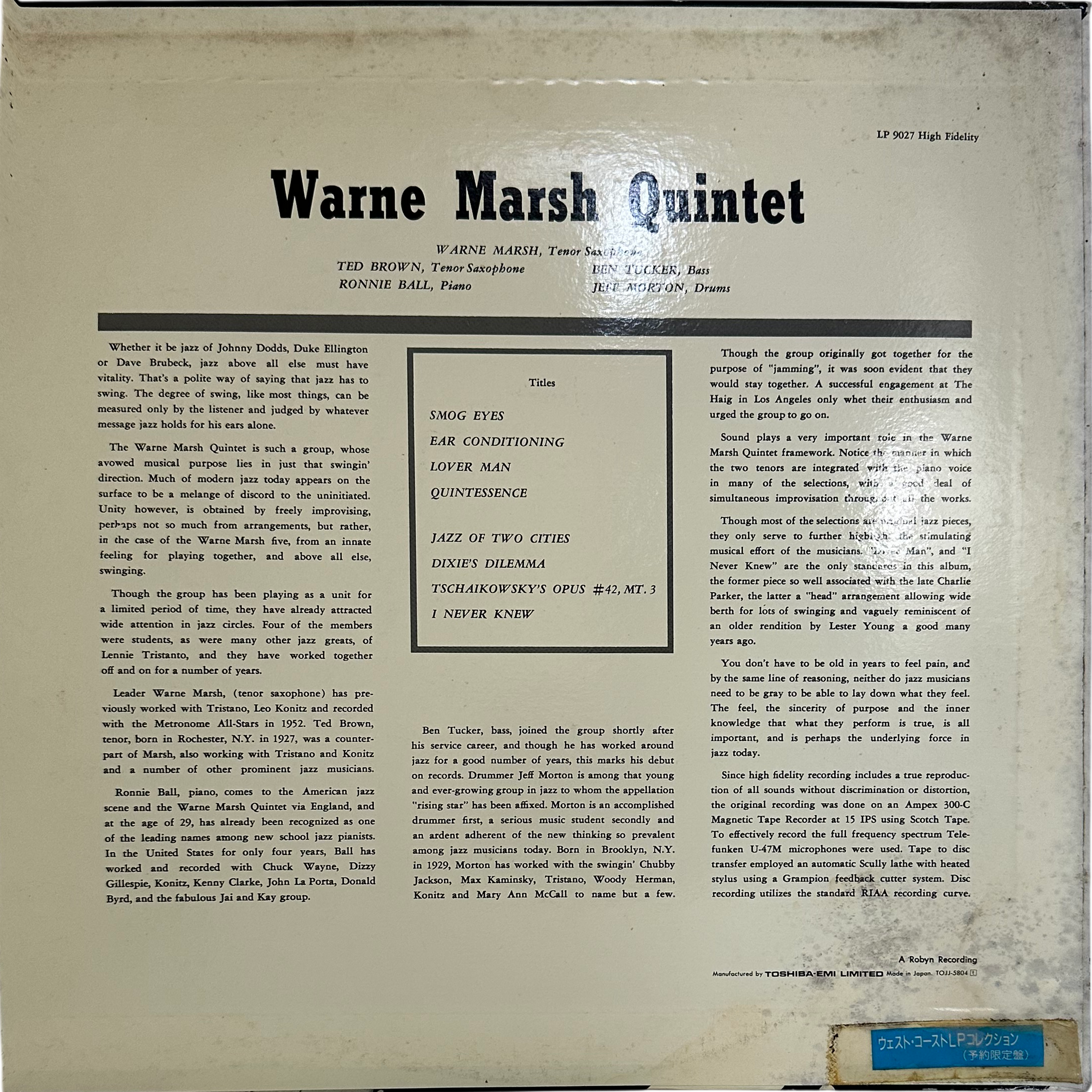 Warne Marsh — Jazz Of Two Cities 2