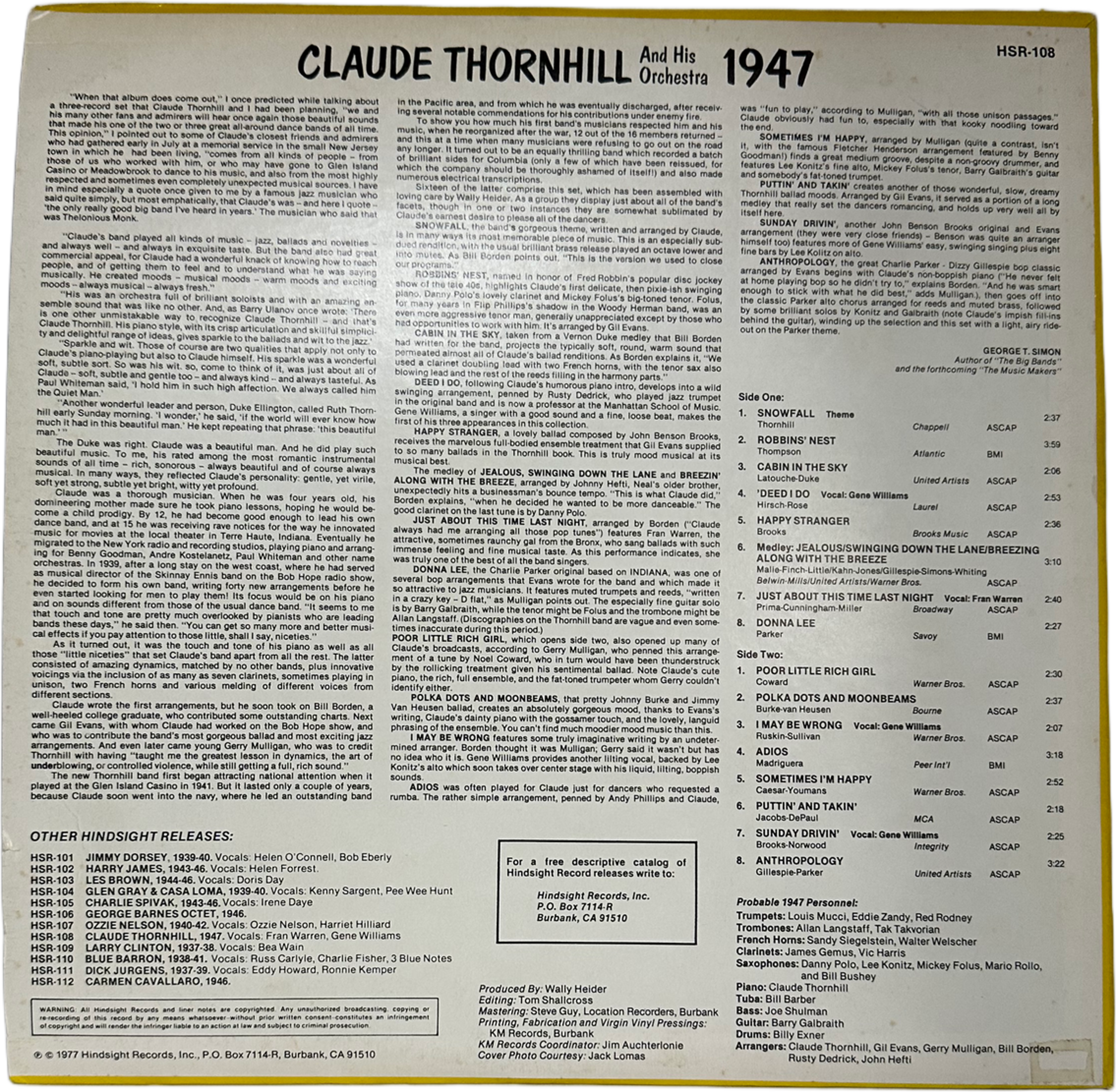 Claude Thornhill And His Orchestra — The Uncollected Claude Thornhill, 1947 2