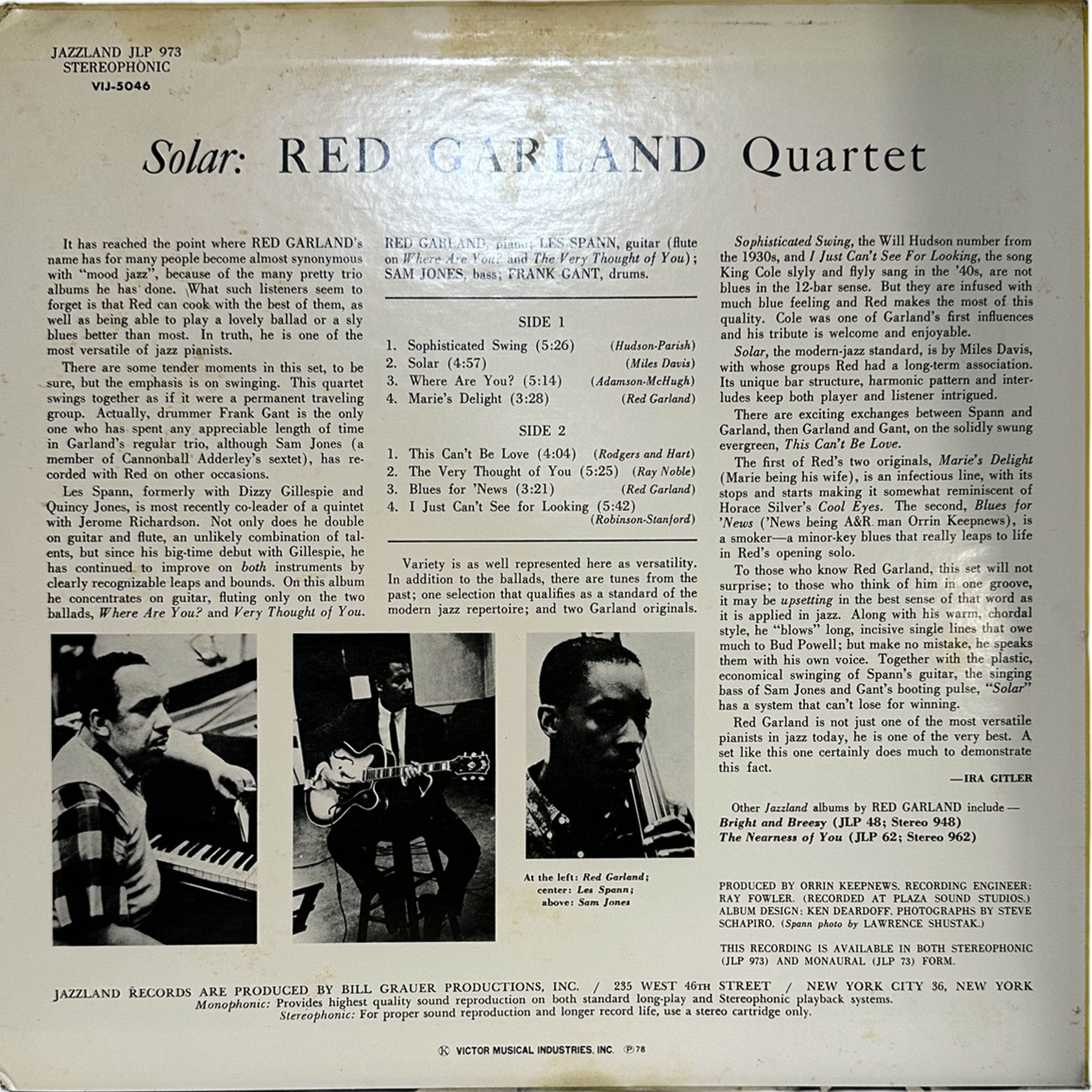 Red Garland Quartet — Solar 2
